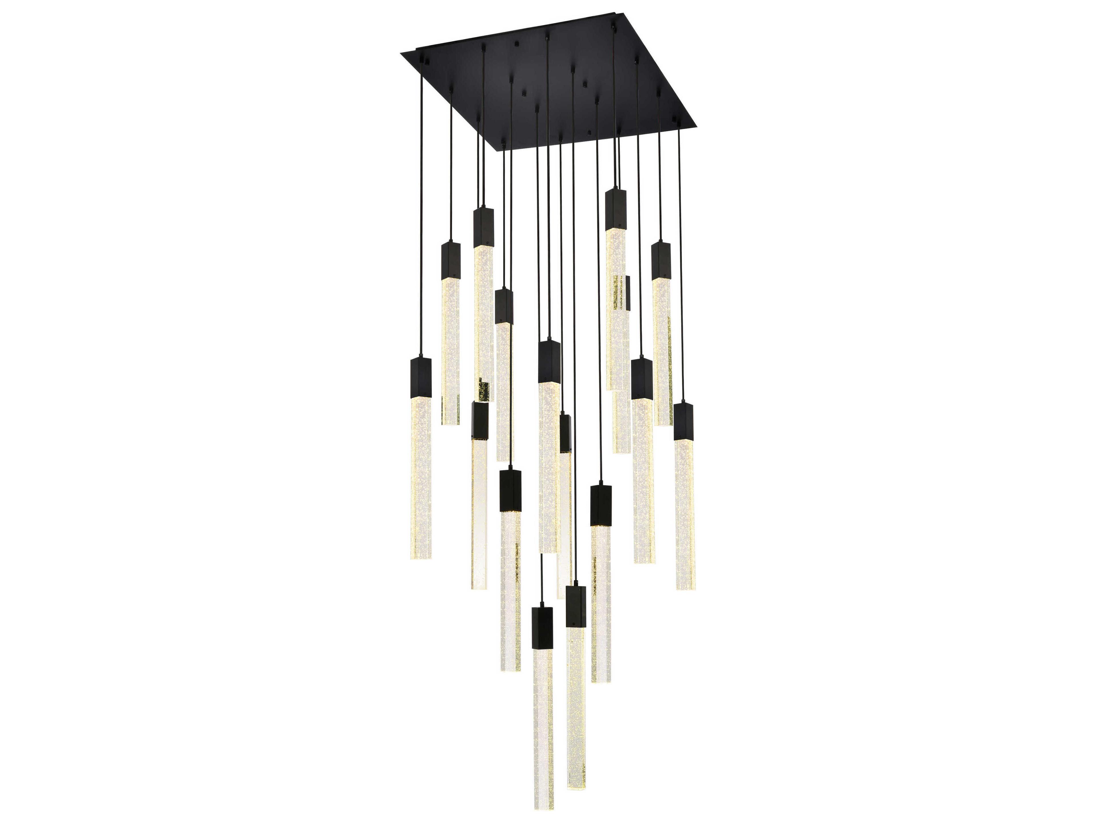 Weston 16-Light6-Light Black Crystal LED Cylinder Pendant