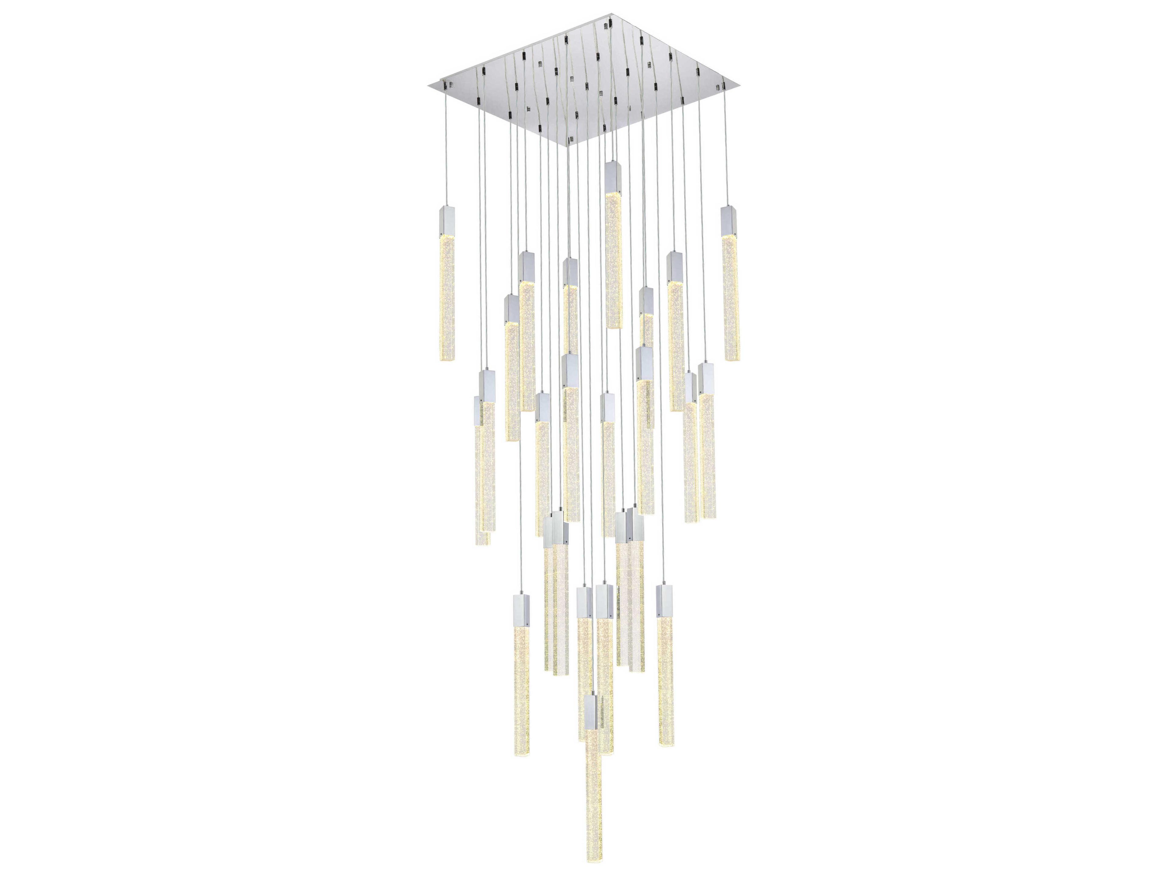 Weston 25-Light Chrome Crystal LED Cylinder Pendant