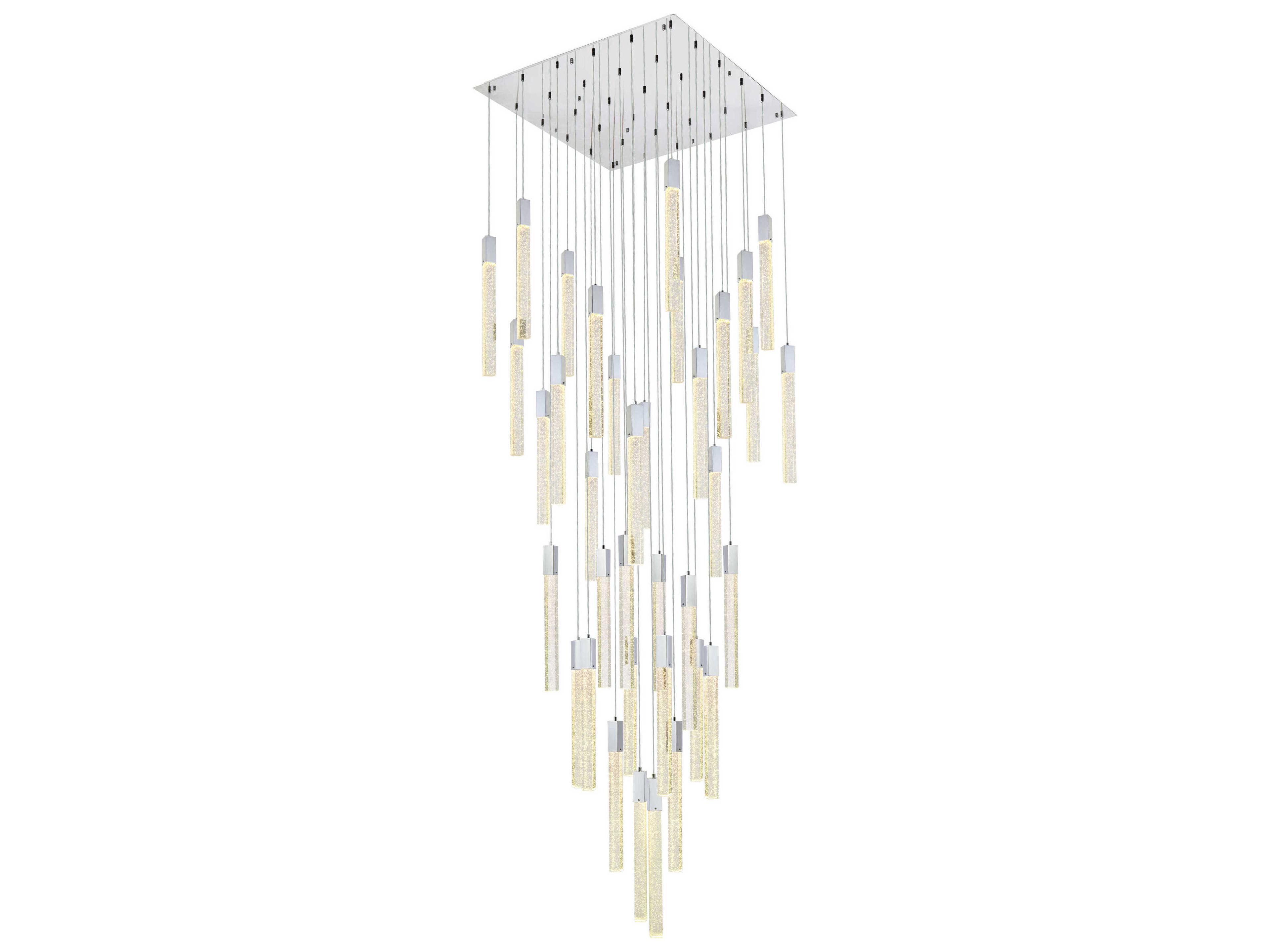 Weston 36-Light Chrome Crystal LED Cylinder Pendant