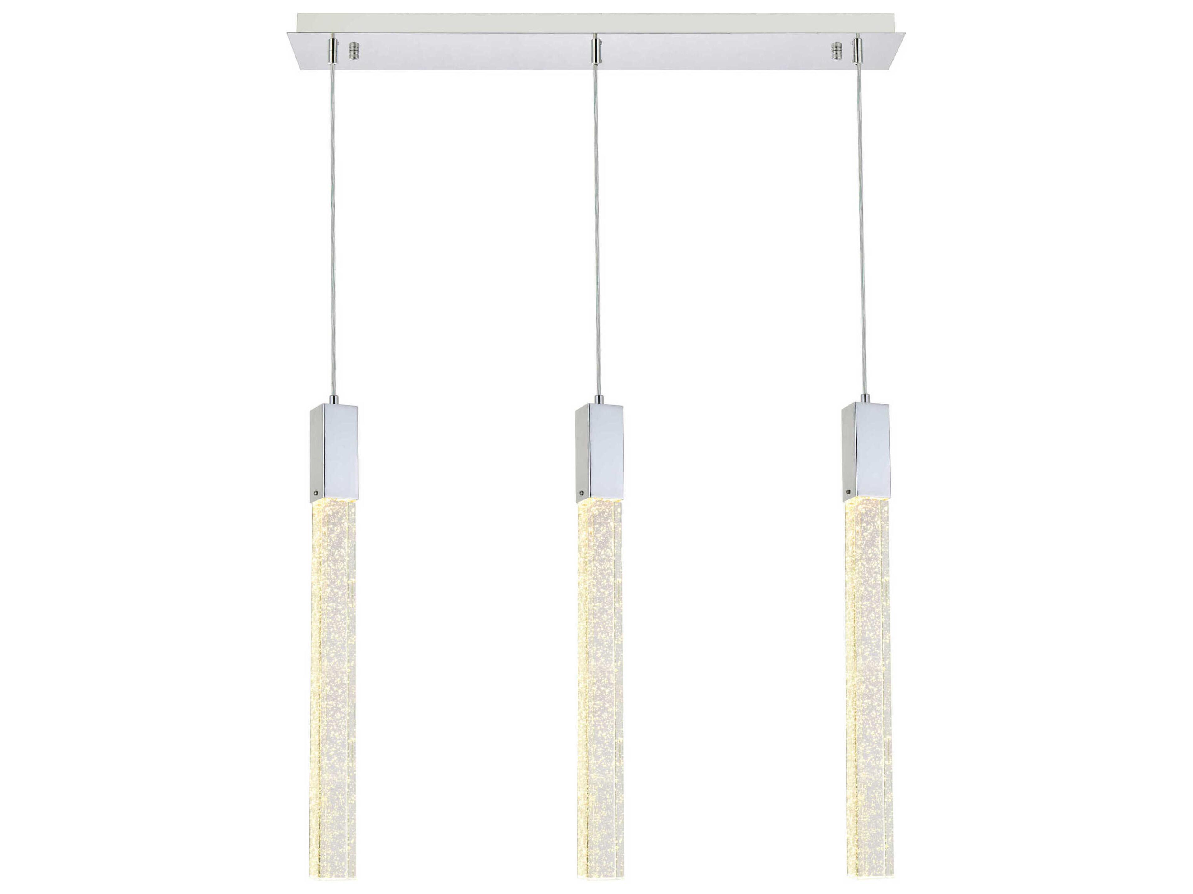 Weston 3-Light Chrome Crystal LED Cylinder Island Pendant