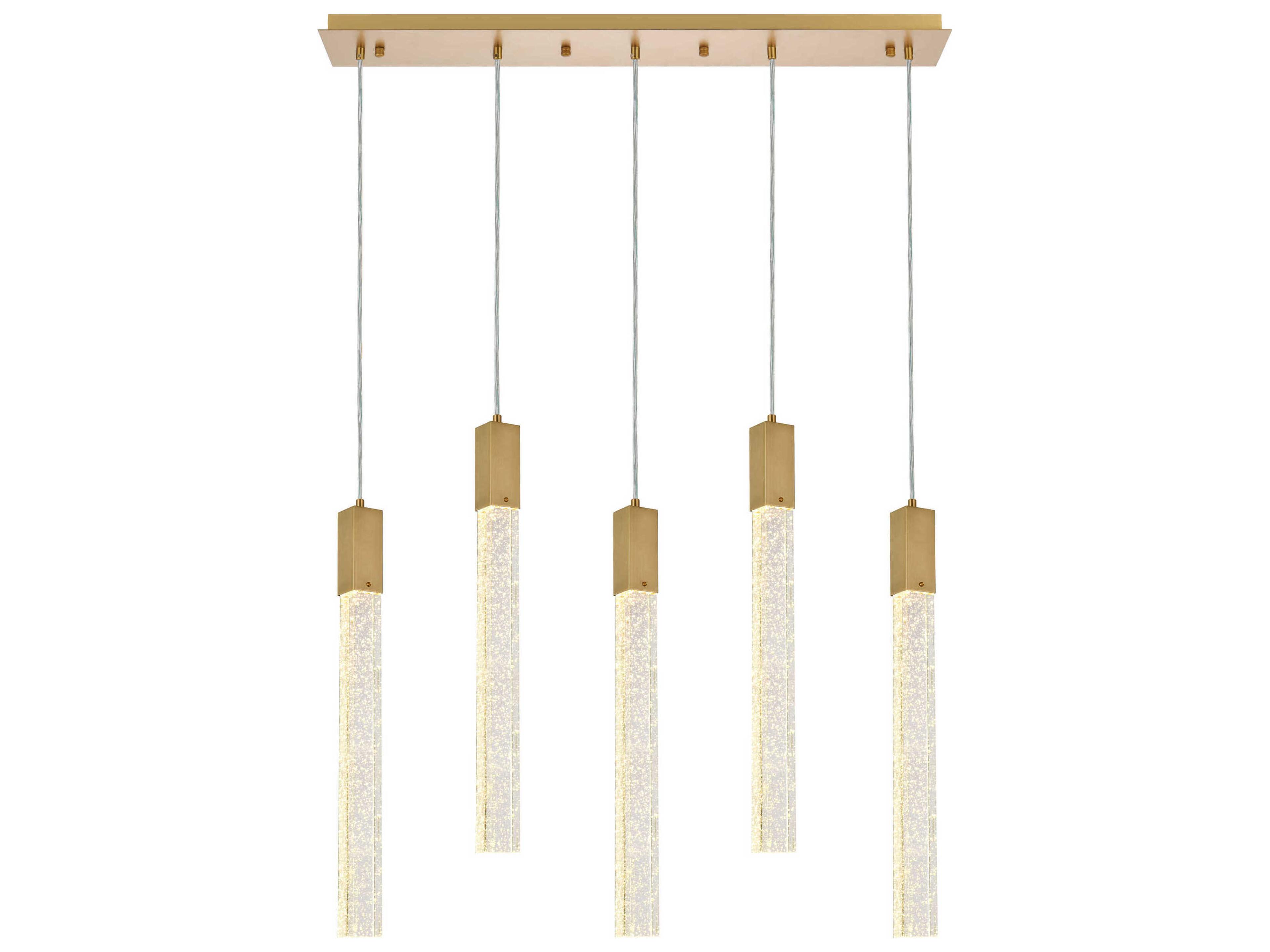 Weston 5-Light Satin Gold Crystal LED Cylinder Island Pendant