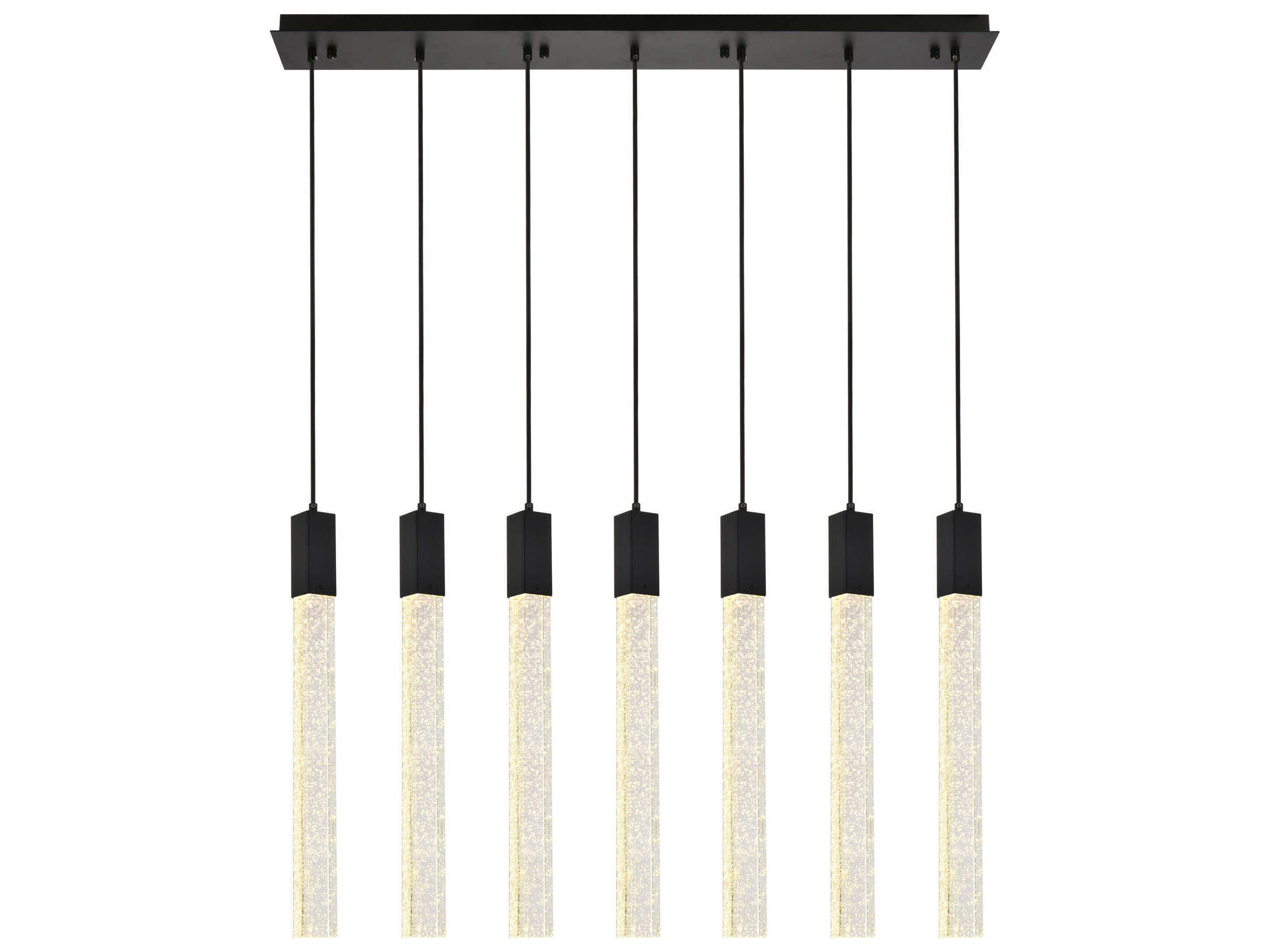 Weston 7-Light Black Crystal LED Cylinder Island Pendant