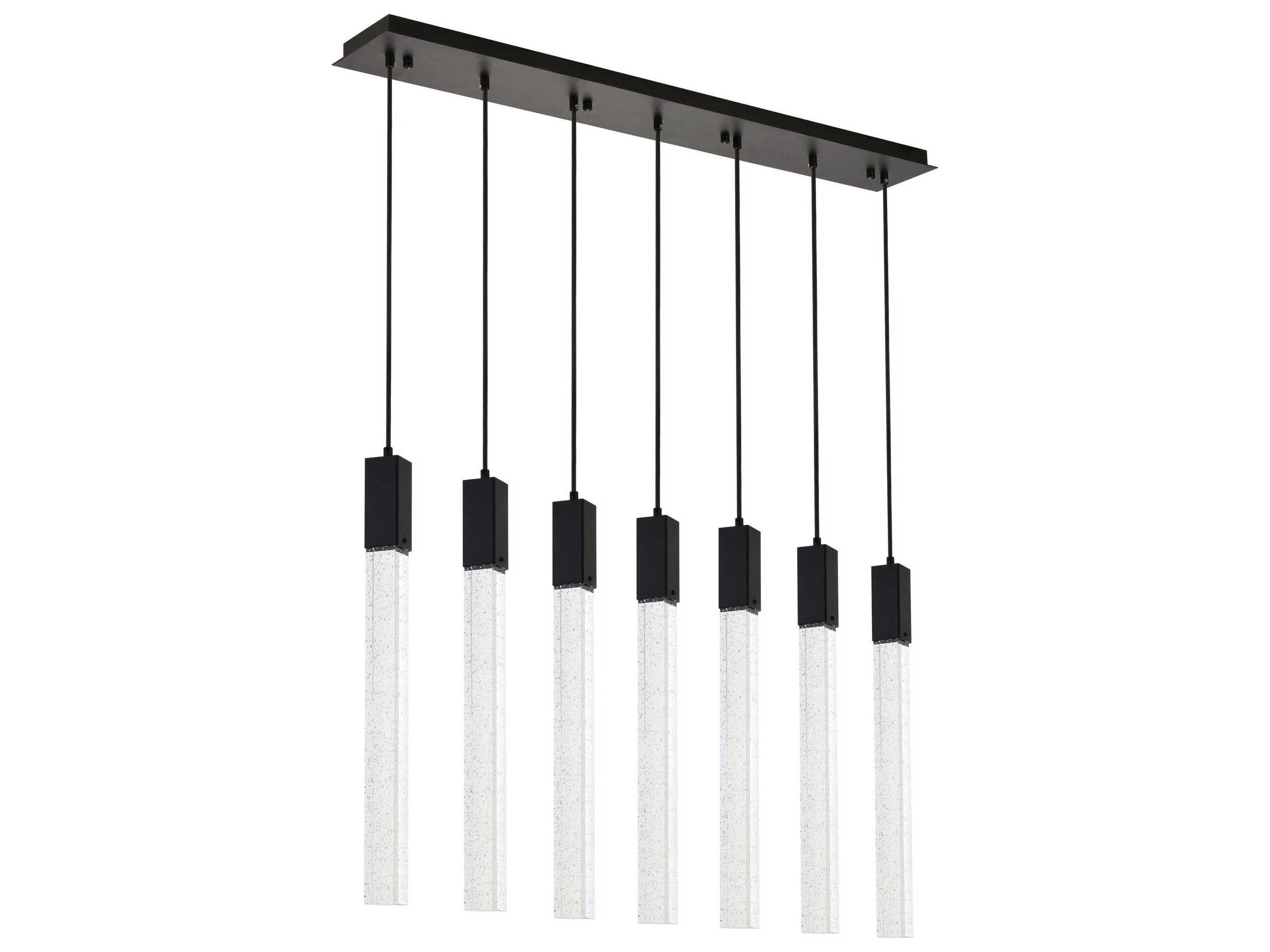 Elegant Lighting Weston 7-Light Black Crystal LED Cylinder Island Pendant