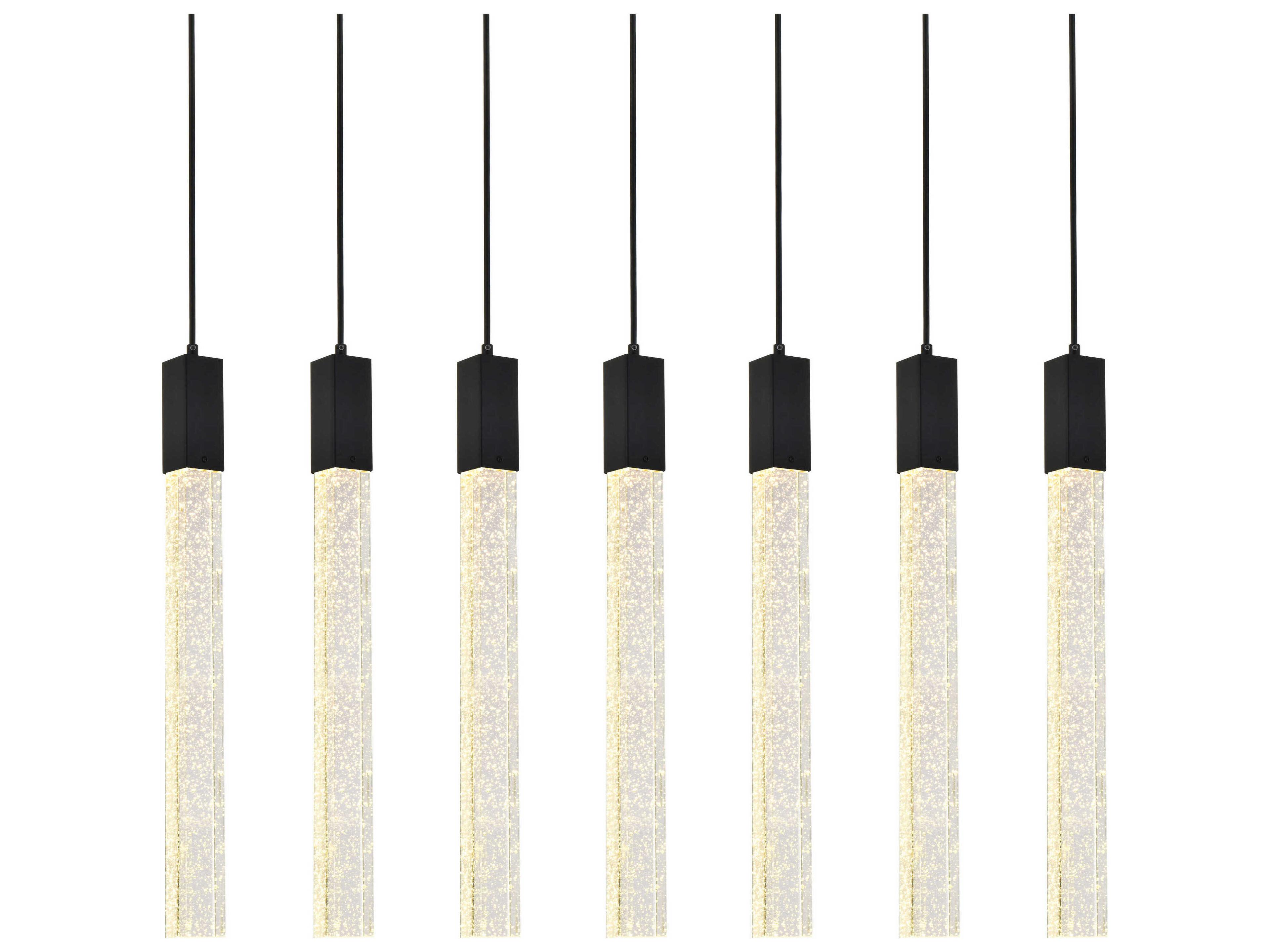 Elegant Lighting Weston 7-Light Black Crystal LED Cylinder Island Pendant