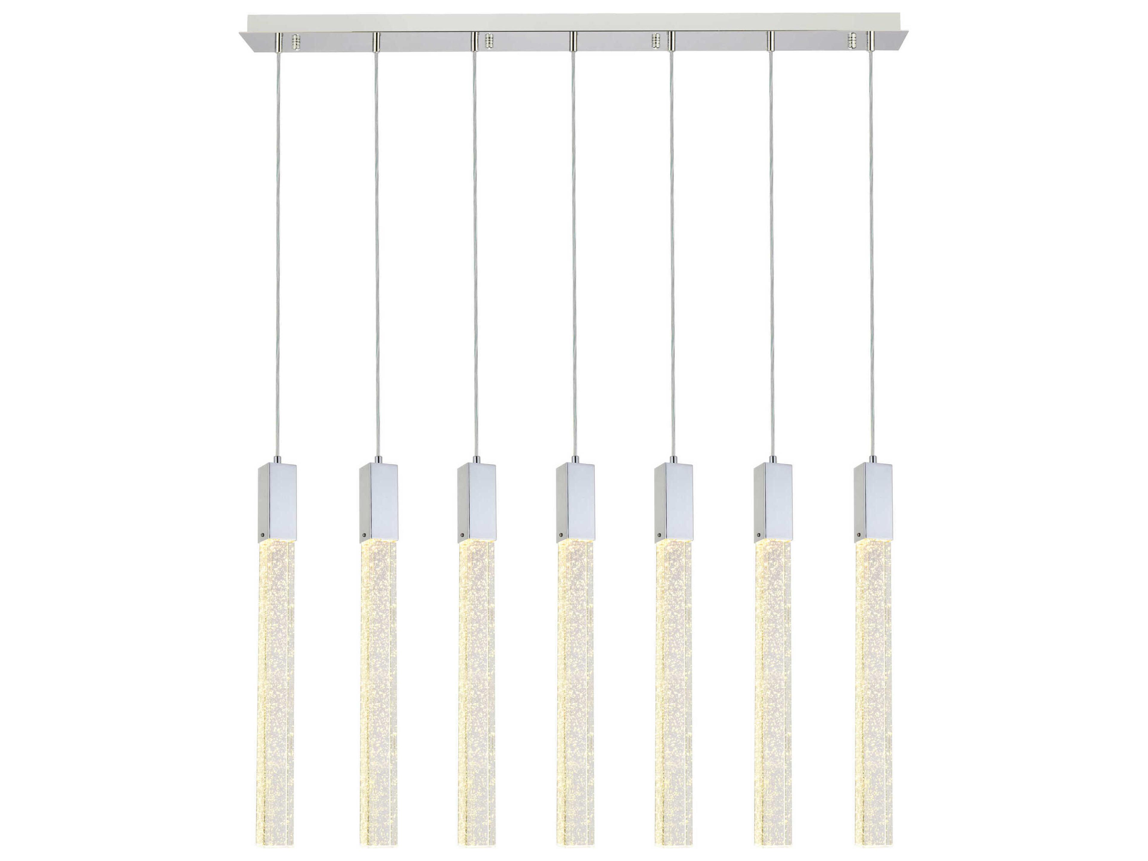 Weston 7-Light Chrome Crystal LED Cylinder Island Pendant