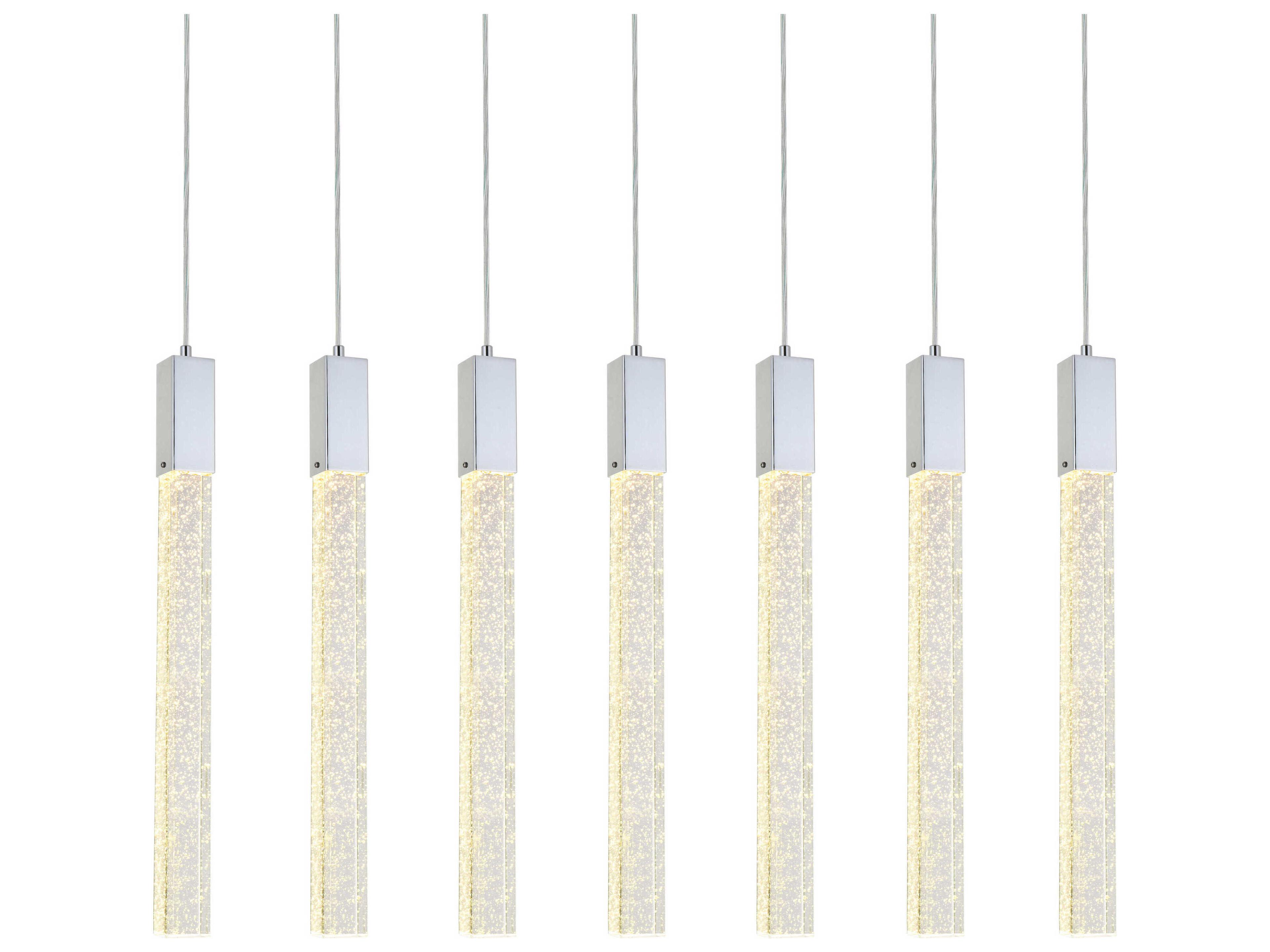 Elegant Lighting Weston 7-Light Chrome Crystal LED Cylinder Island Pendant