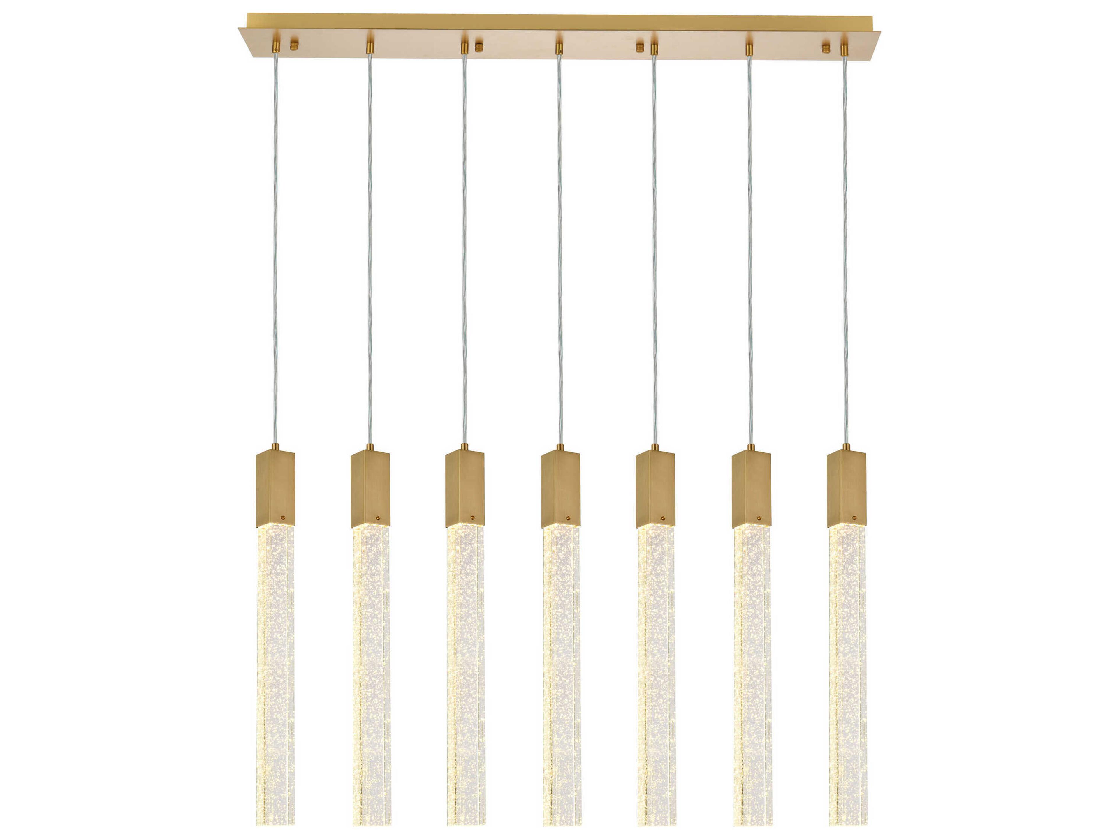 Weston 7-Light Satin Gold Crystal LED Cylinder Island Pendant