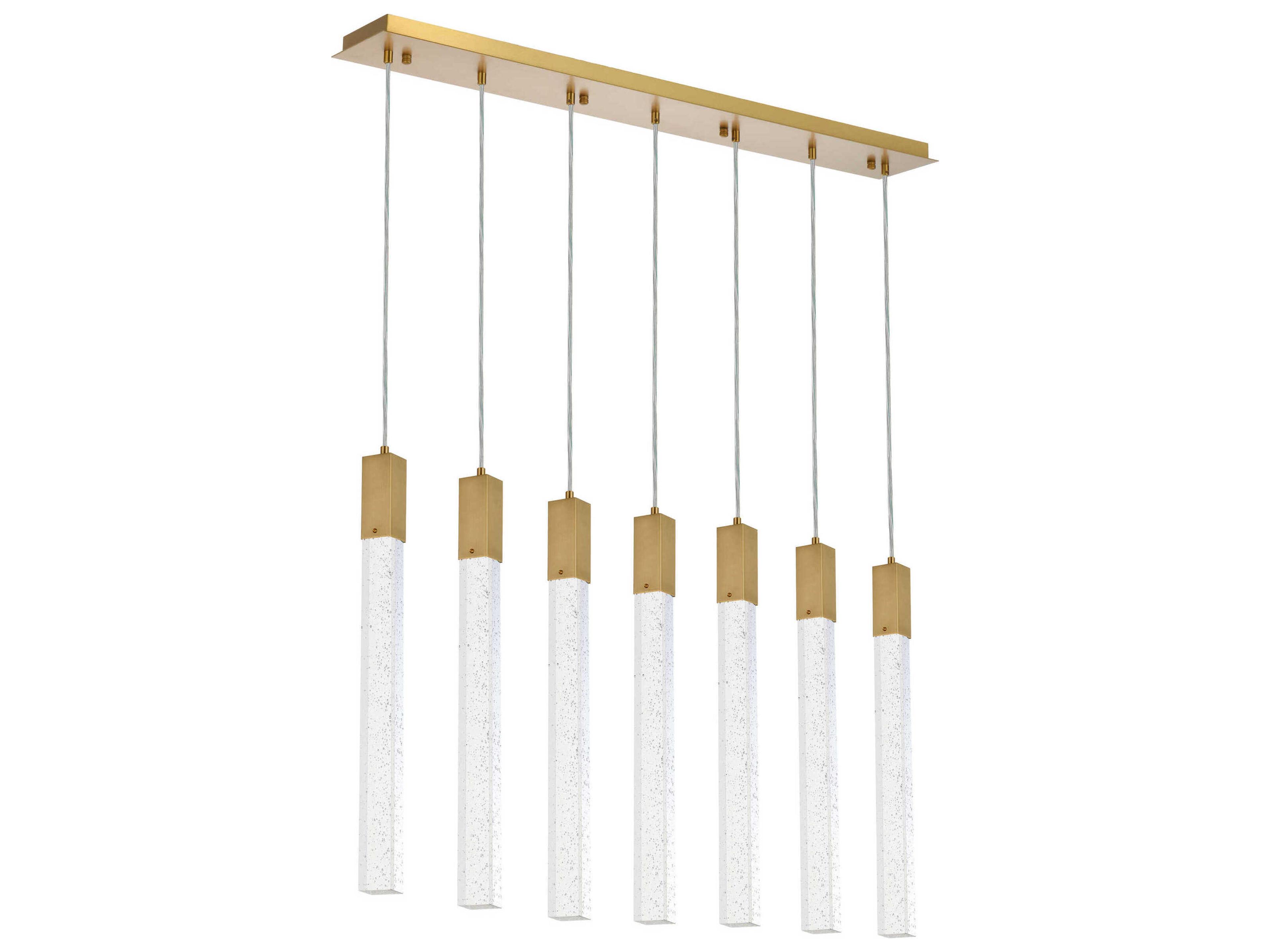 Elegant Lighting Weston 7-Light Satin Gold Crystal LED Cylinder Island Pendant