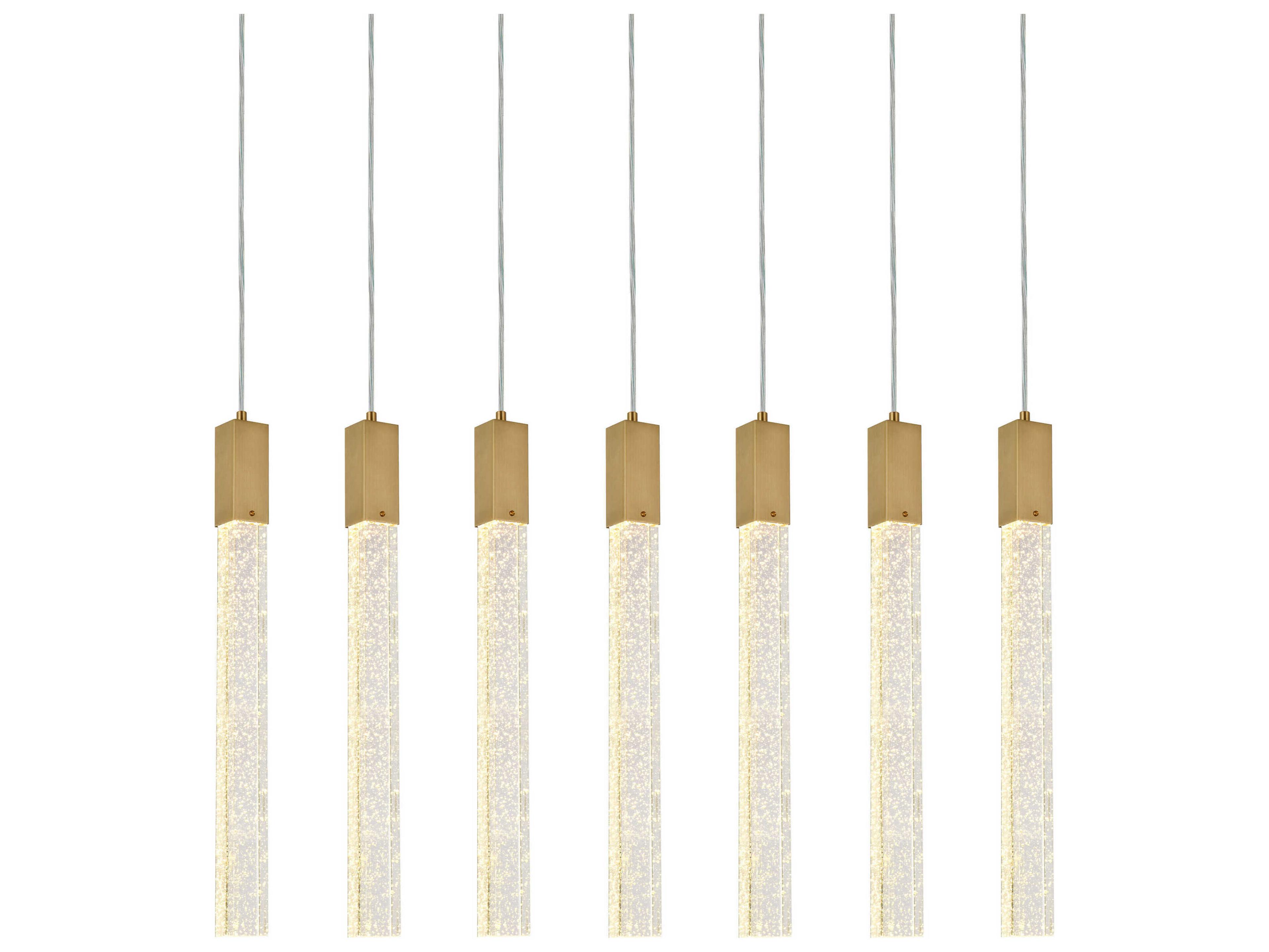 Elegant Lighting Weston 7-Light Satin Gold Crystal LED Cylinder Island Pendant