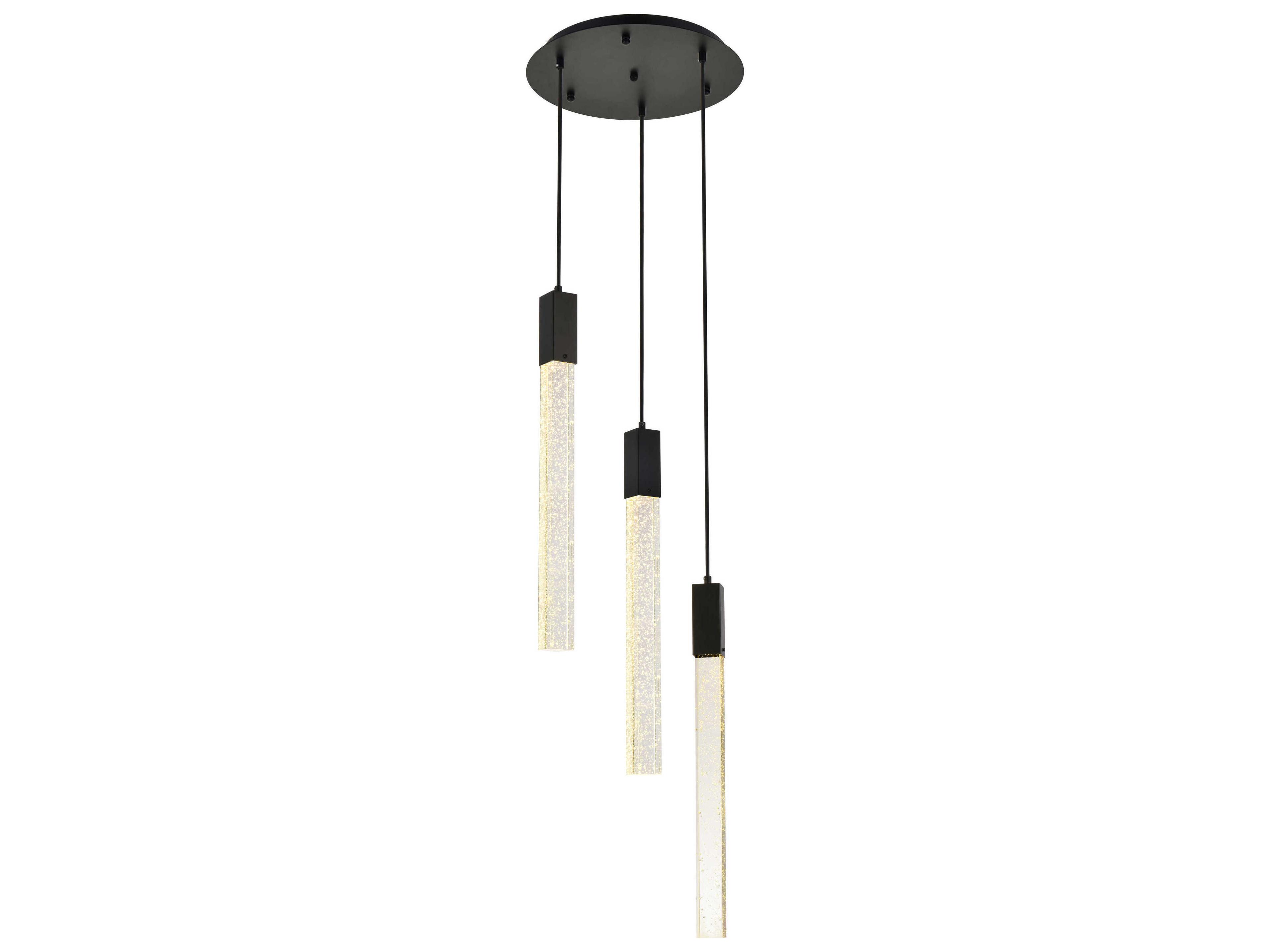 Weston 3-Light Black Crystal LED Cylinder Pendant