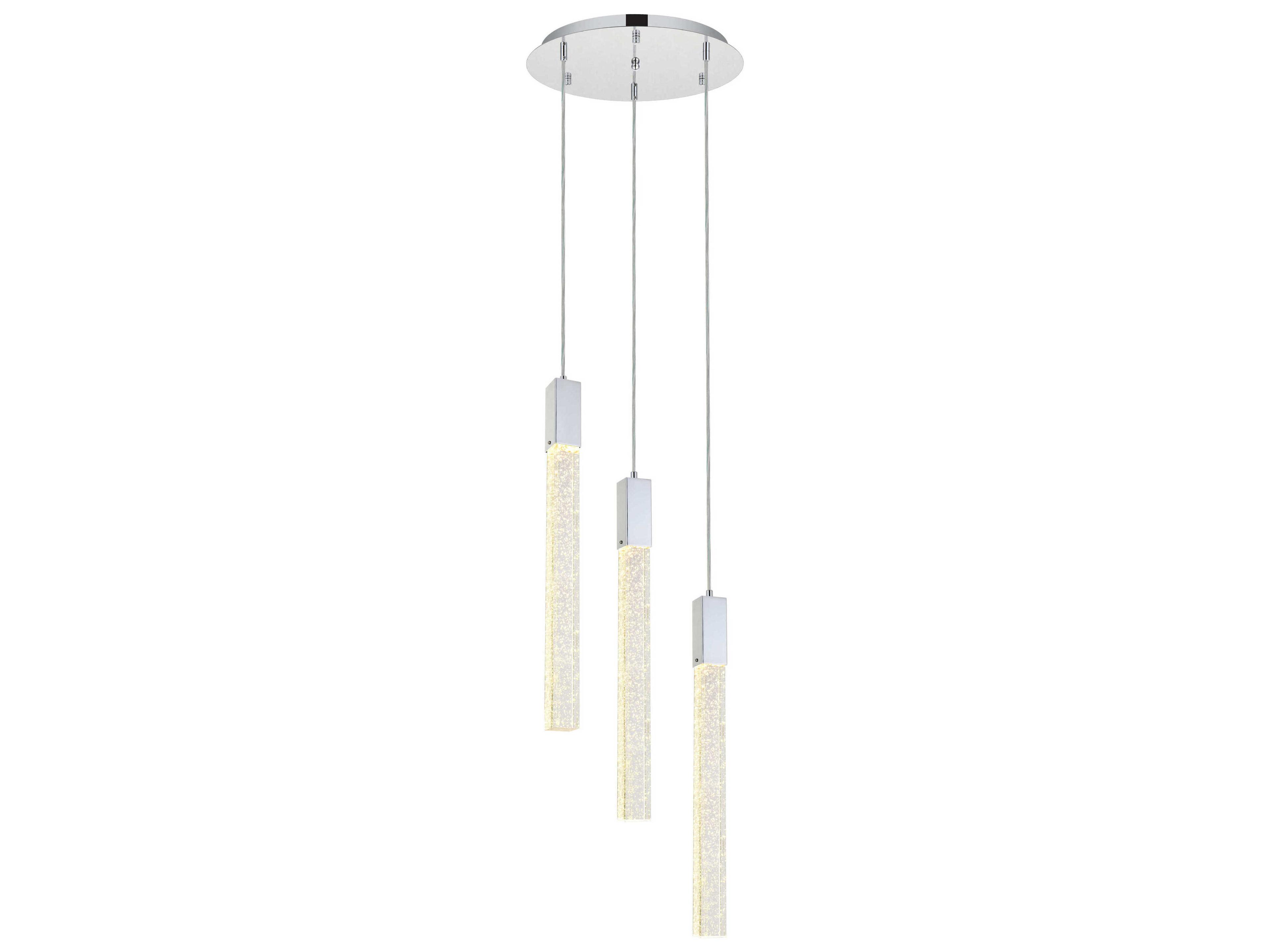 Weston 3-Light Chrome Crystal LED Cylinder Pendant