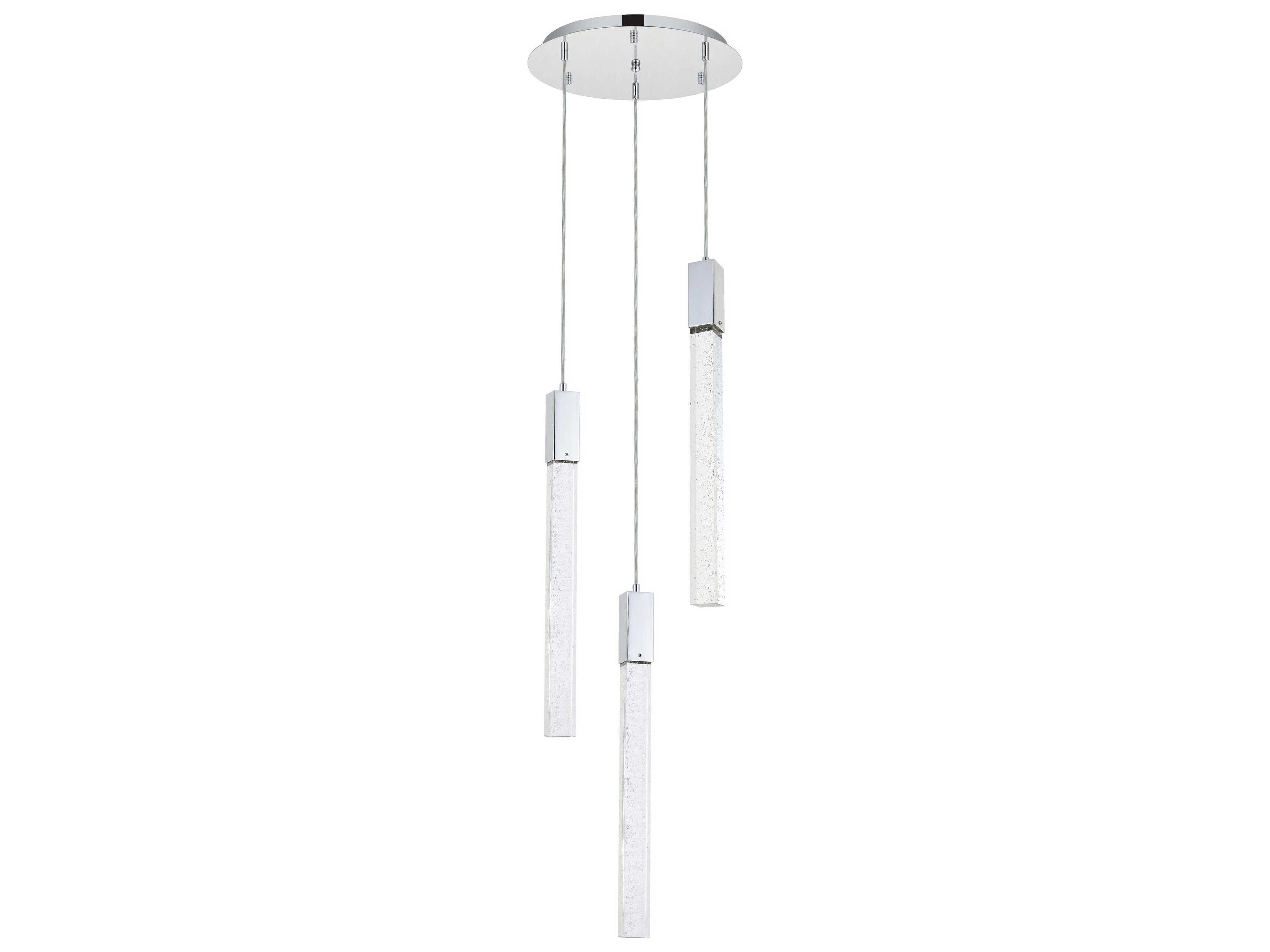 Elegant Lighting Weston 3-Light Chrome Crystal LED Cylinder Pendant