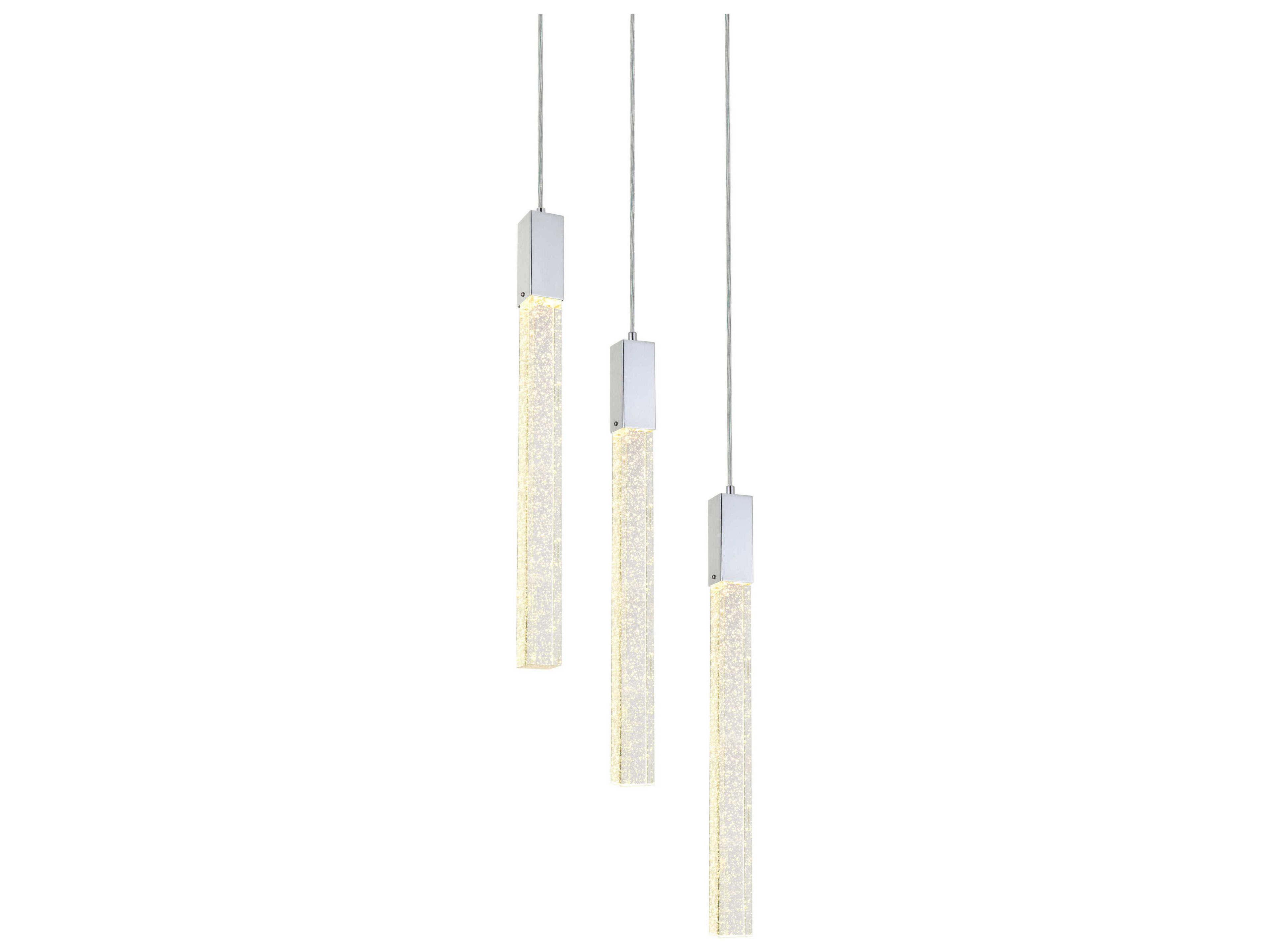 Elegant Lighting Weston 3-Light Chrome Crystal LED Cylinder Pendant