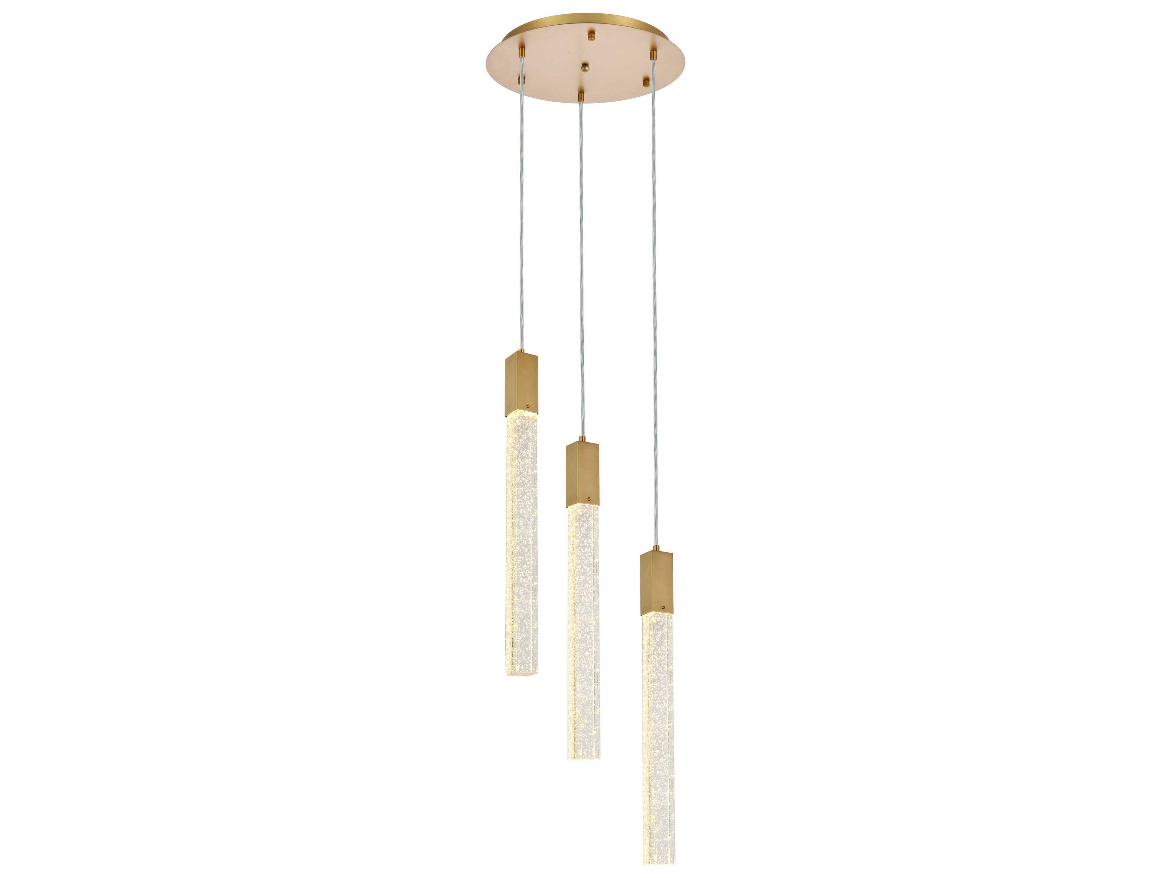 Weston 3-Light Satin Gold Crystal LED Cylinder Pendant