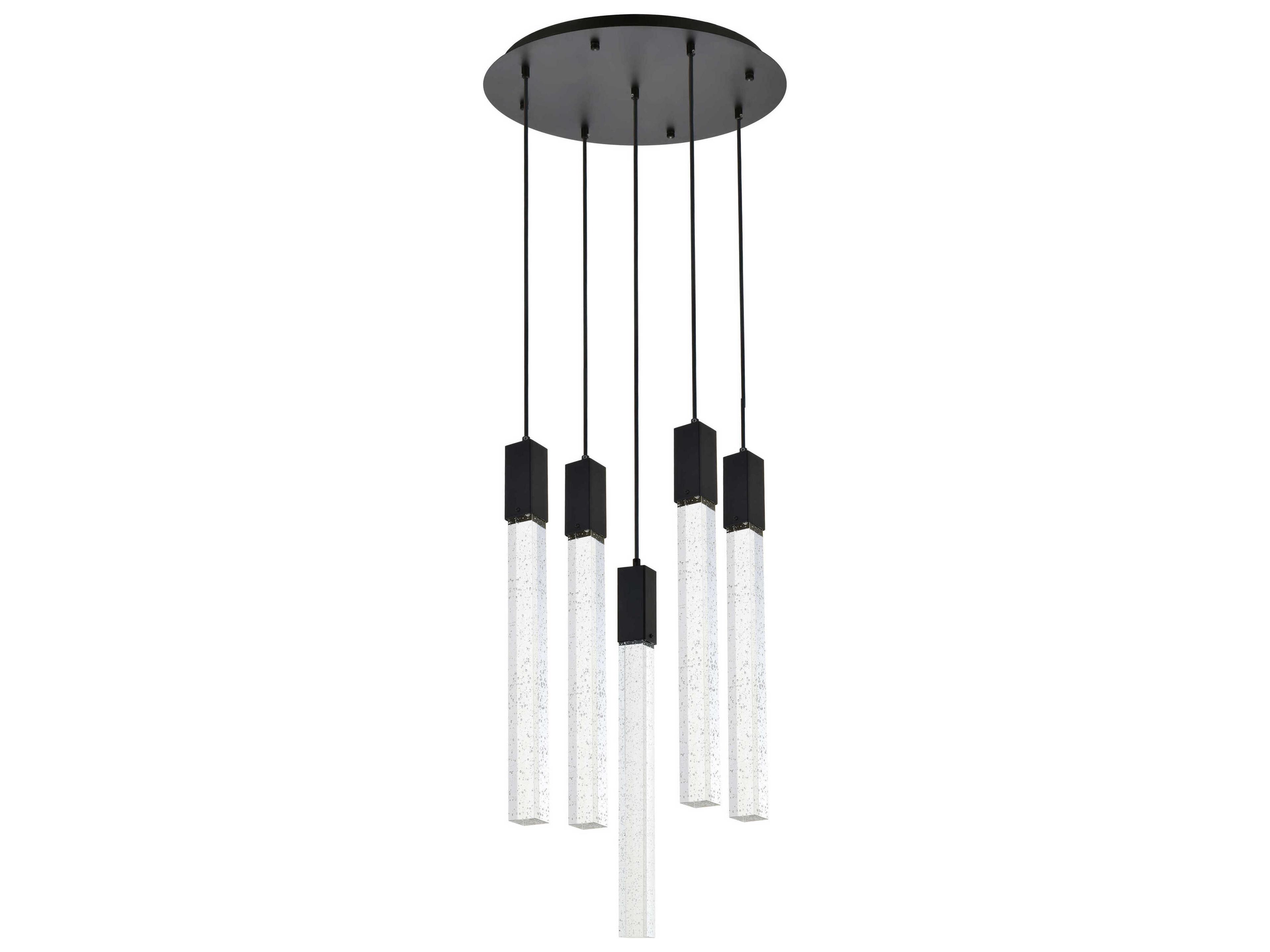 Elegant Lighting Weston 5-Light Black Crystal LED Cylinder Pendant