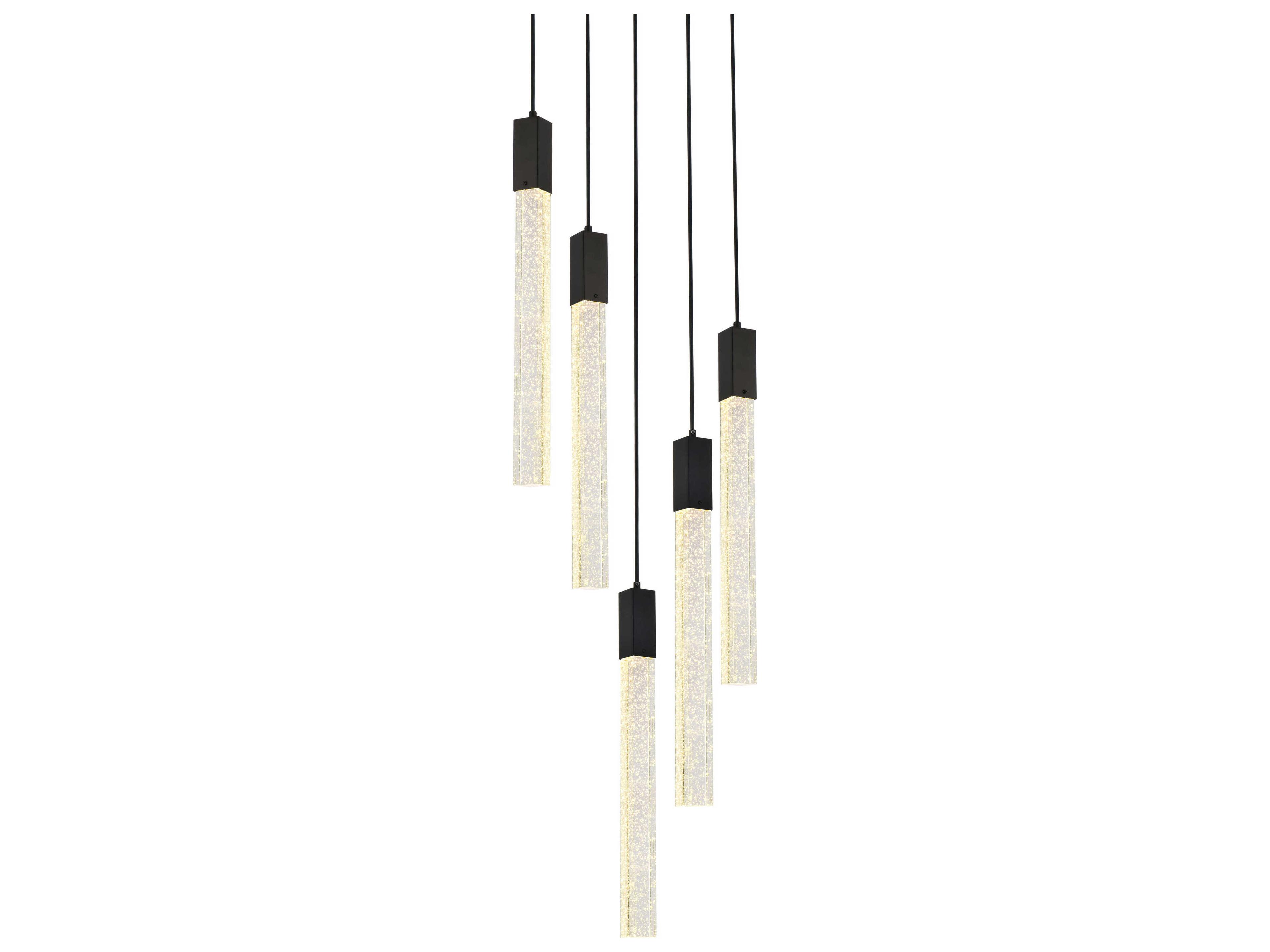 Elegant Lighting Weston 5-Light Black Crystal LED Cylinder Pendant