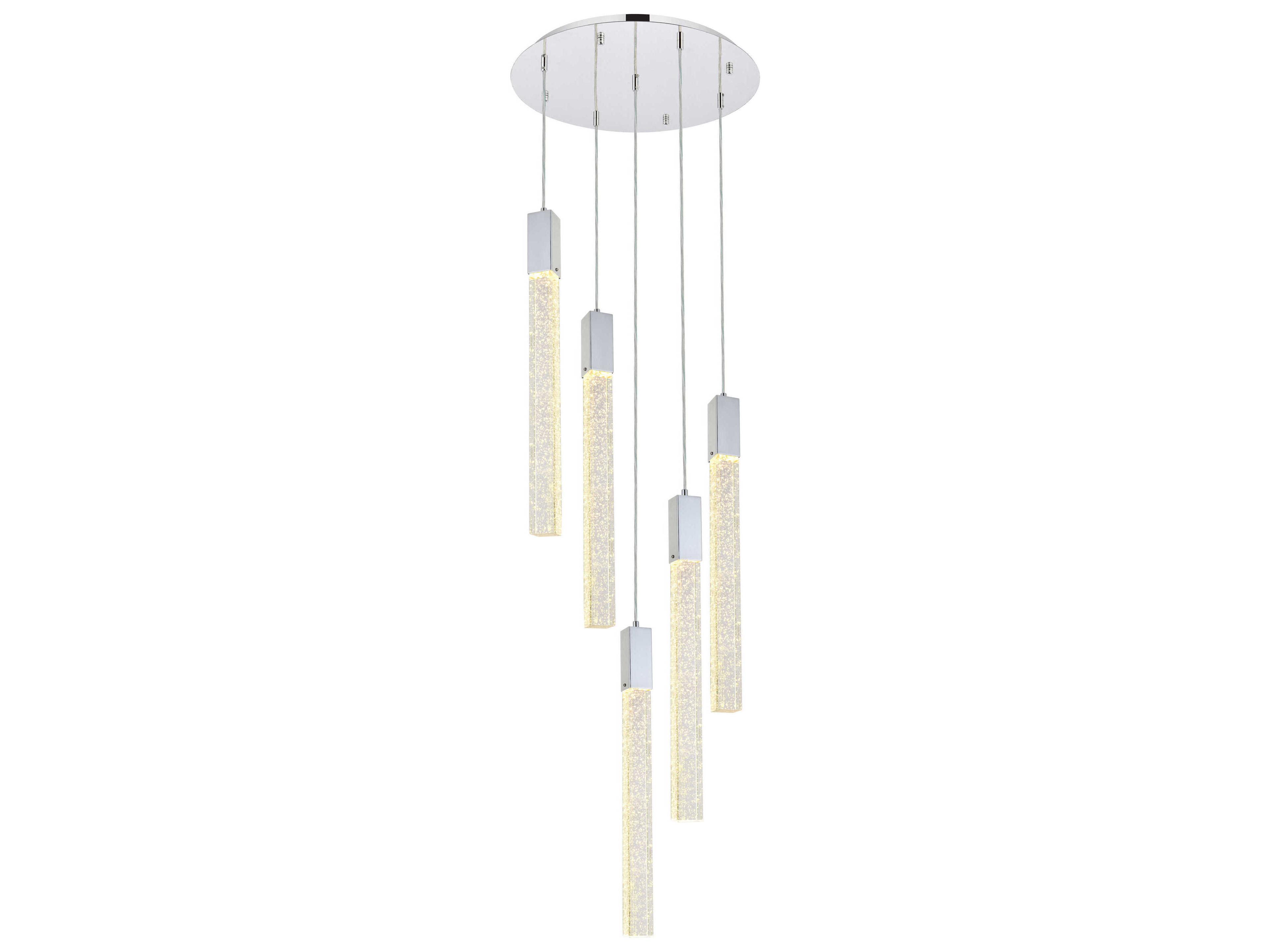 Weston 5-Light Chrome Crystal LED Cylinder Pendant