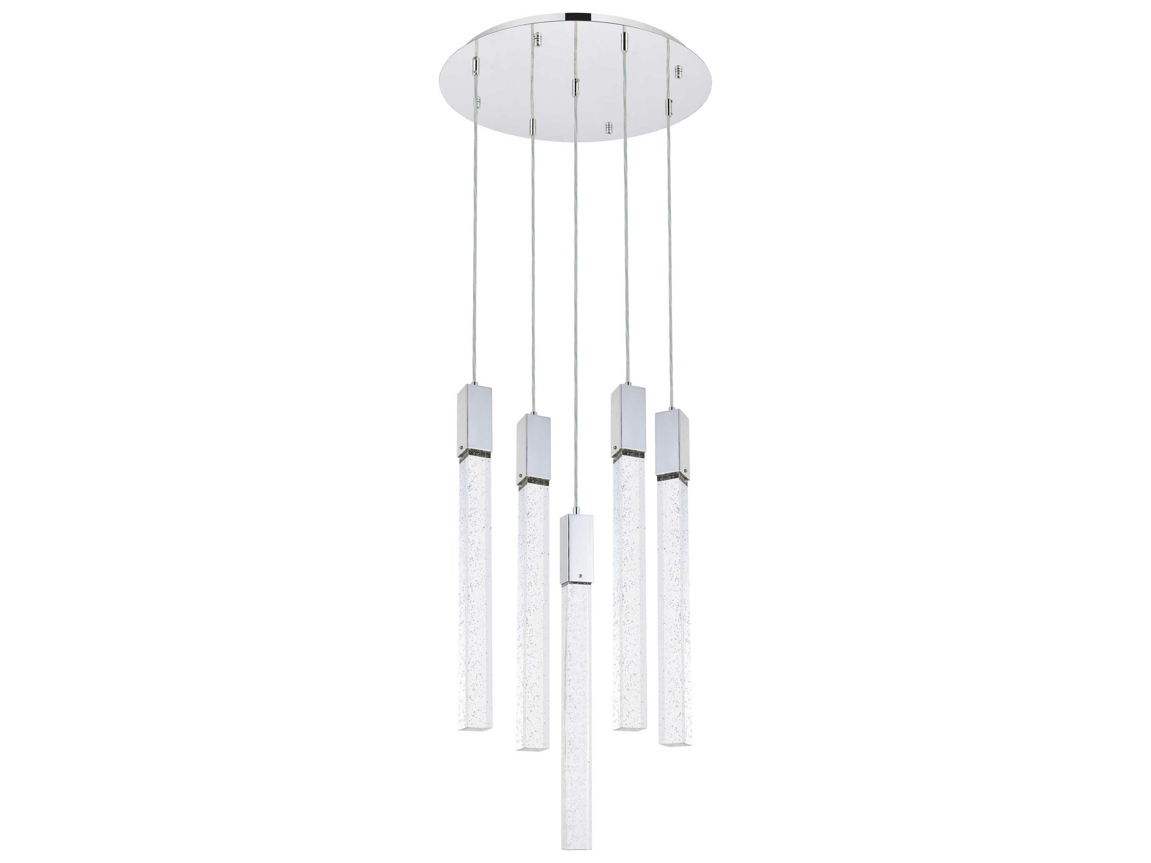 Elegant Lighting Weston 5-Light Chrome Crystal LED Cylinder Pendant