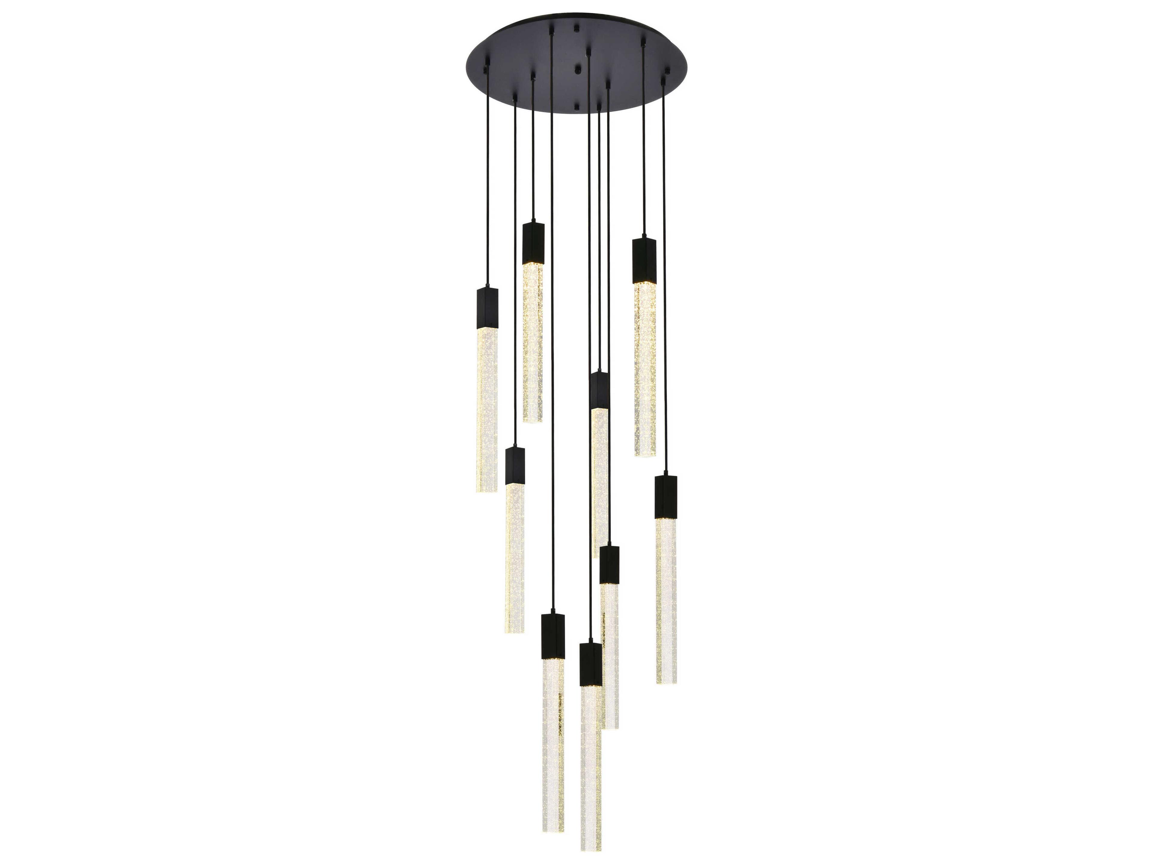 Weston 9-Light Black Crystal LED Cylinder Pendant