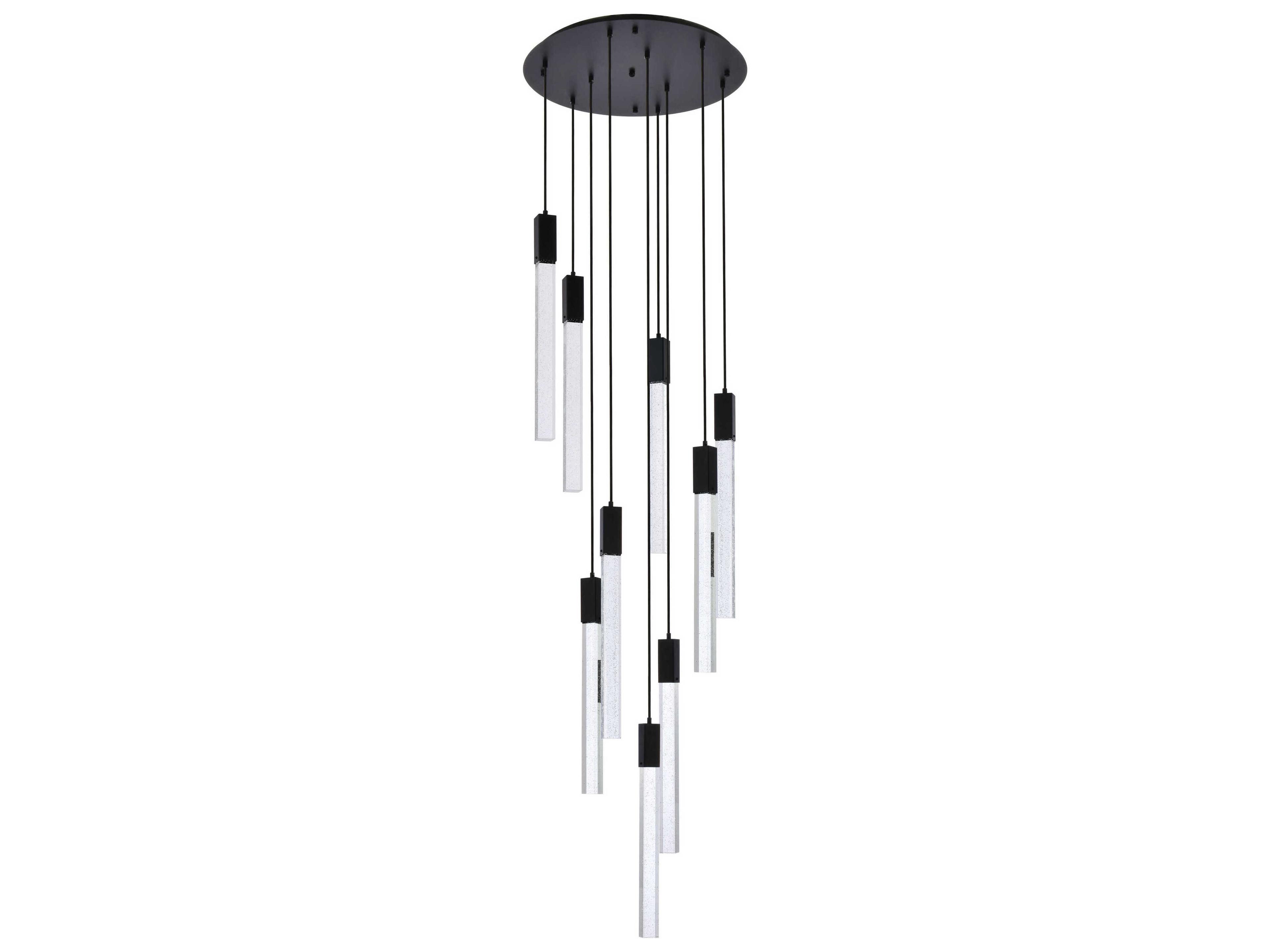 Elegant Lighting Weston 9-Light Black Crystal LED Cylinder Pendant