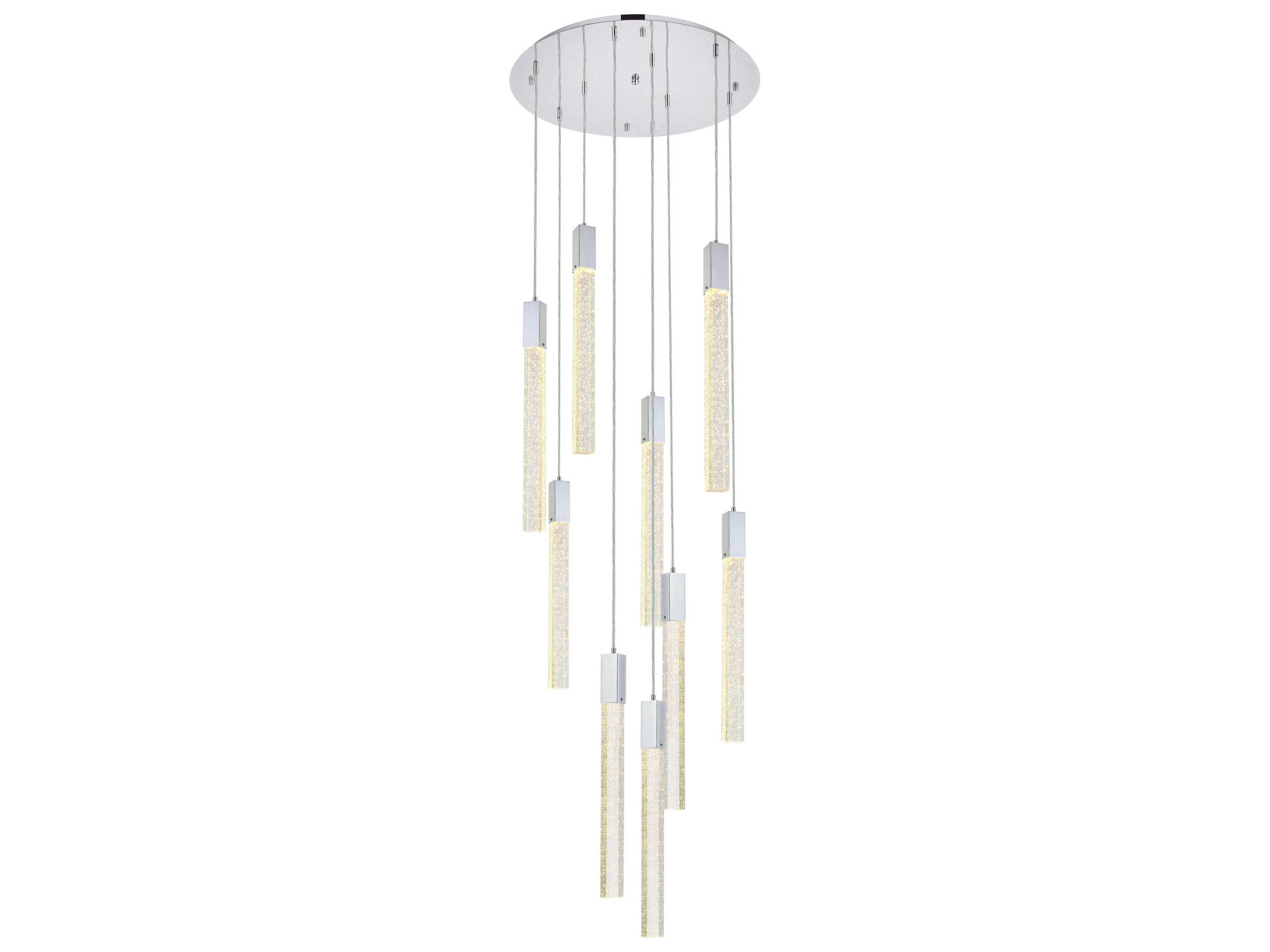 Weston 9-Light Chrome Crystal LED Cylinder Pendant