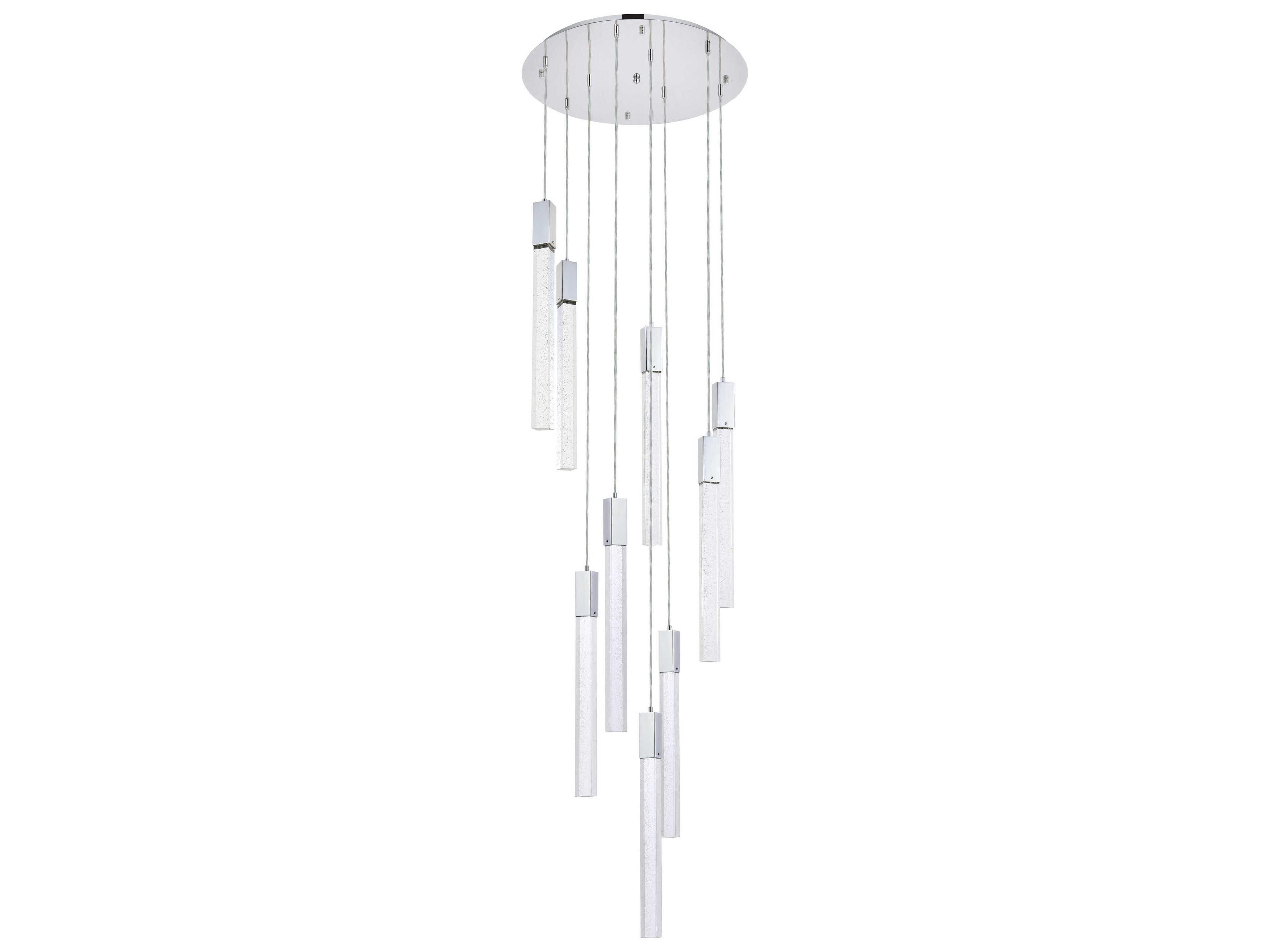 Elegant Lighting Weston 9-Light Chrome Crystal LED Cylinder Pendant