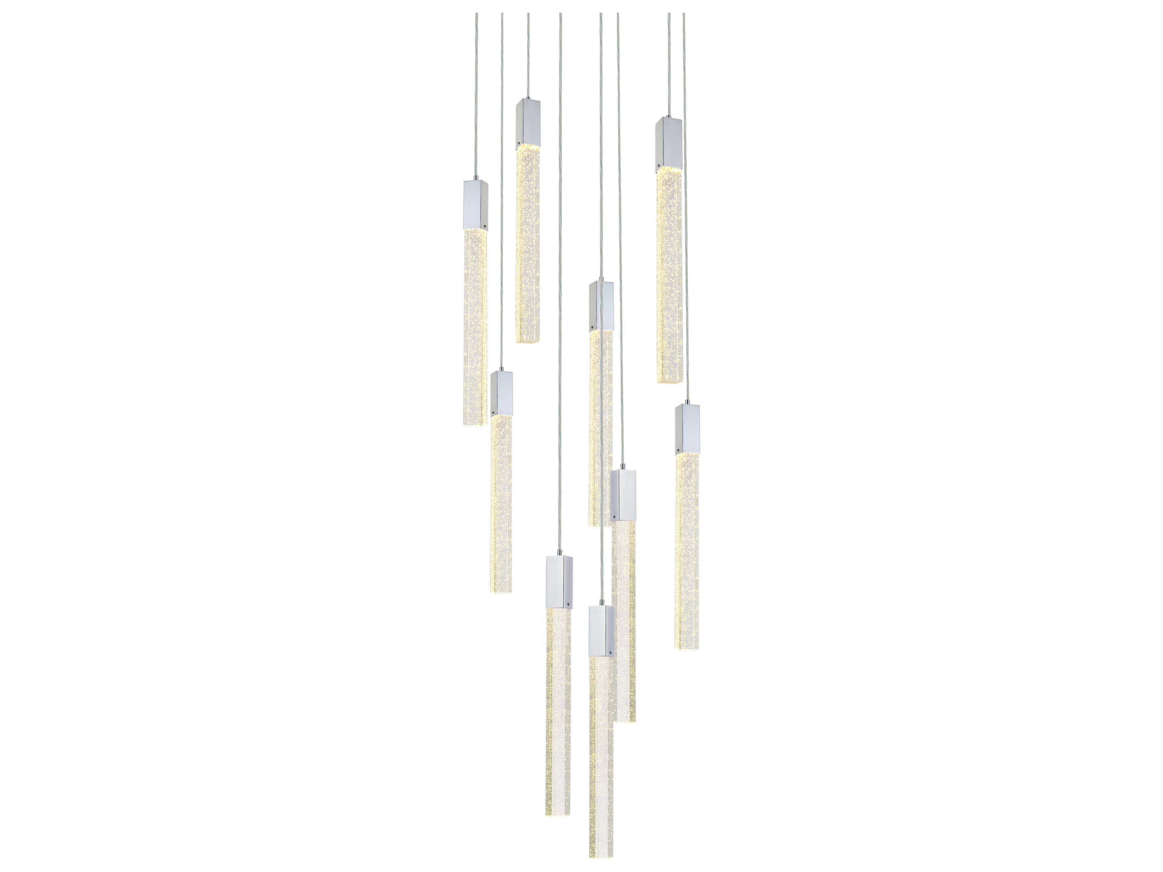 Elegant Lighting Weston 9-Light Chrome Crystal LED Cylinder Pendant