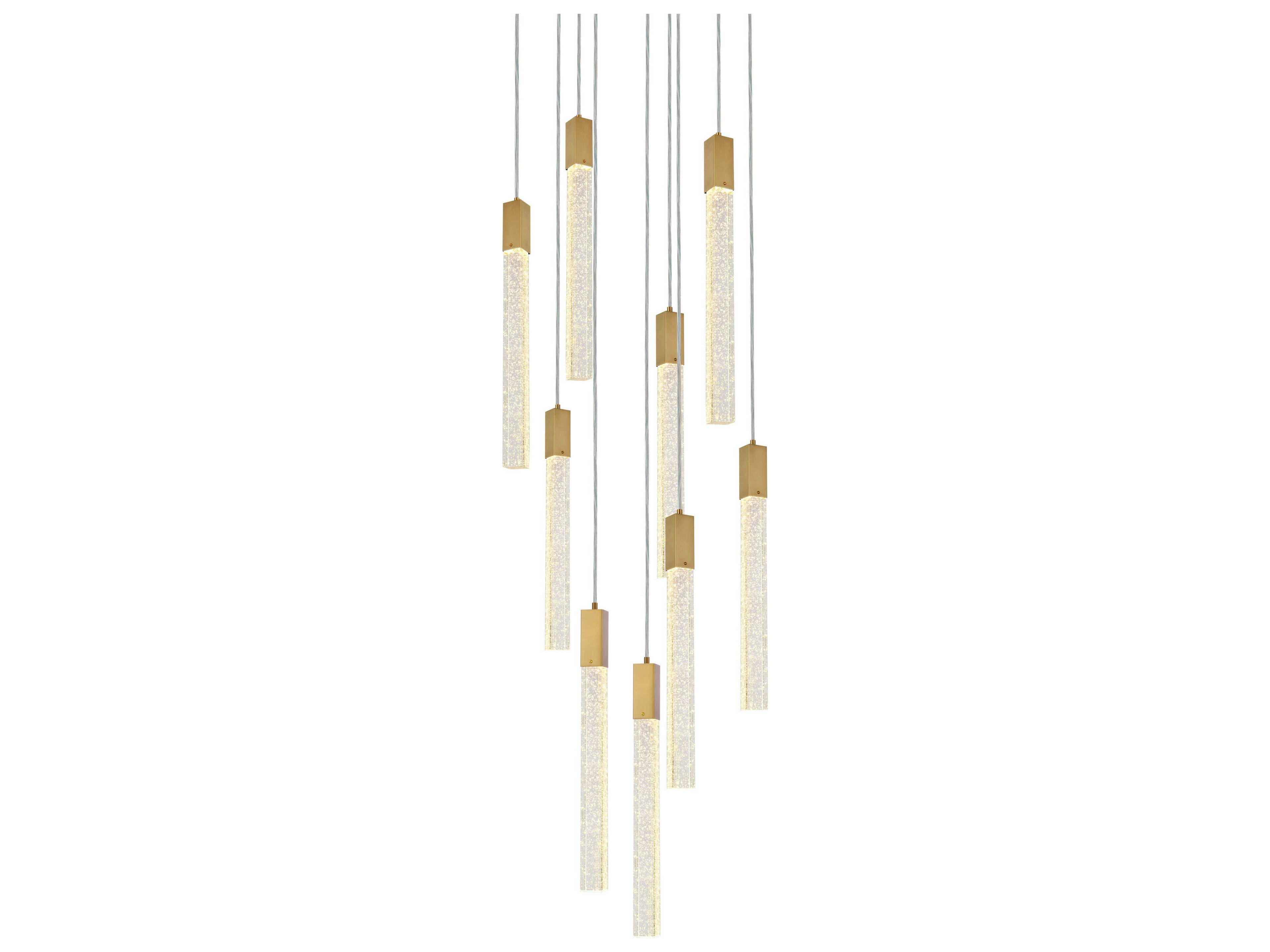Elegant Lighting Weston 9-Light Satin Gold Crystal LED Cylinder Pendant