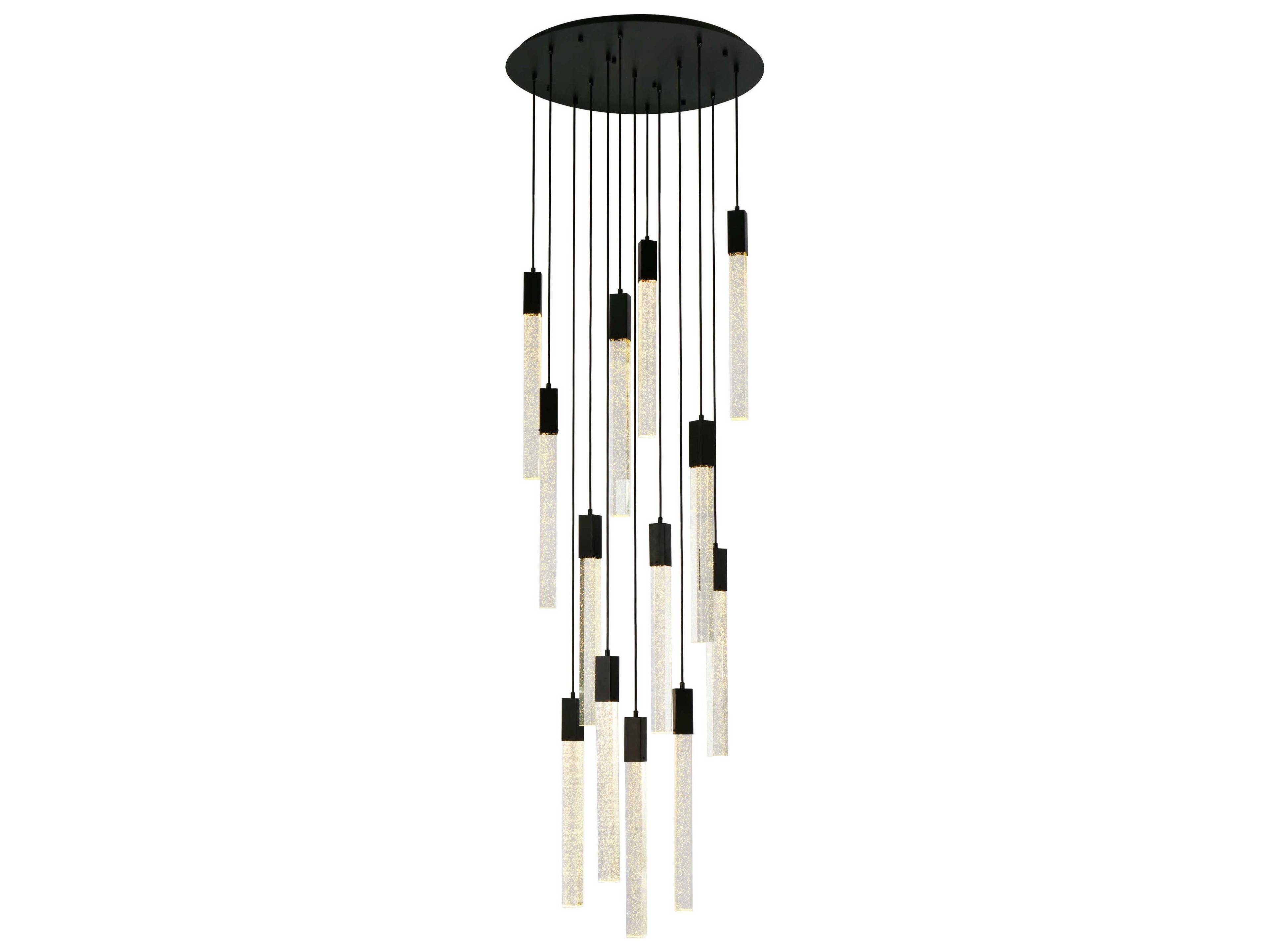 Weston 13-Light Black Crystal LED Cylinder Pendant