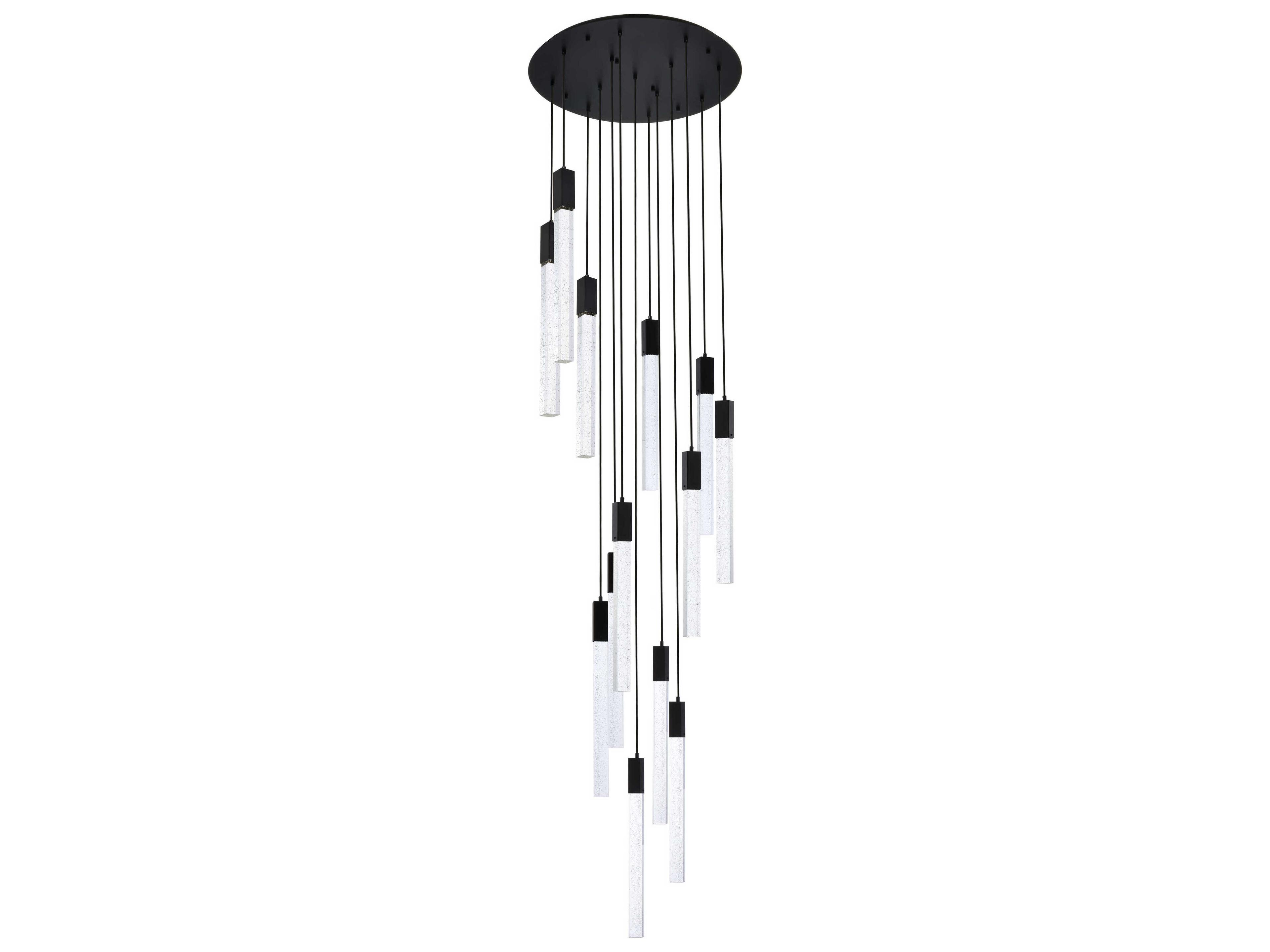 Elegant Lighting Weston 13-Light Black Crystal LED Cylinder Pendant