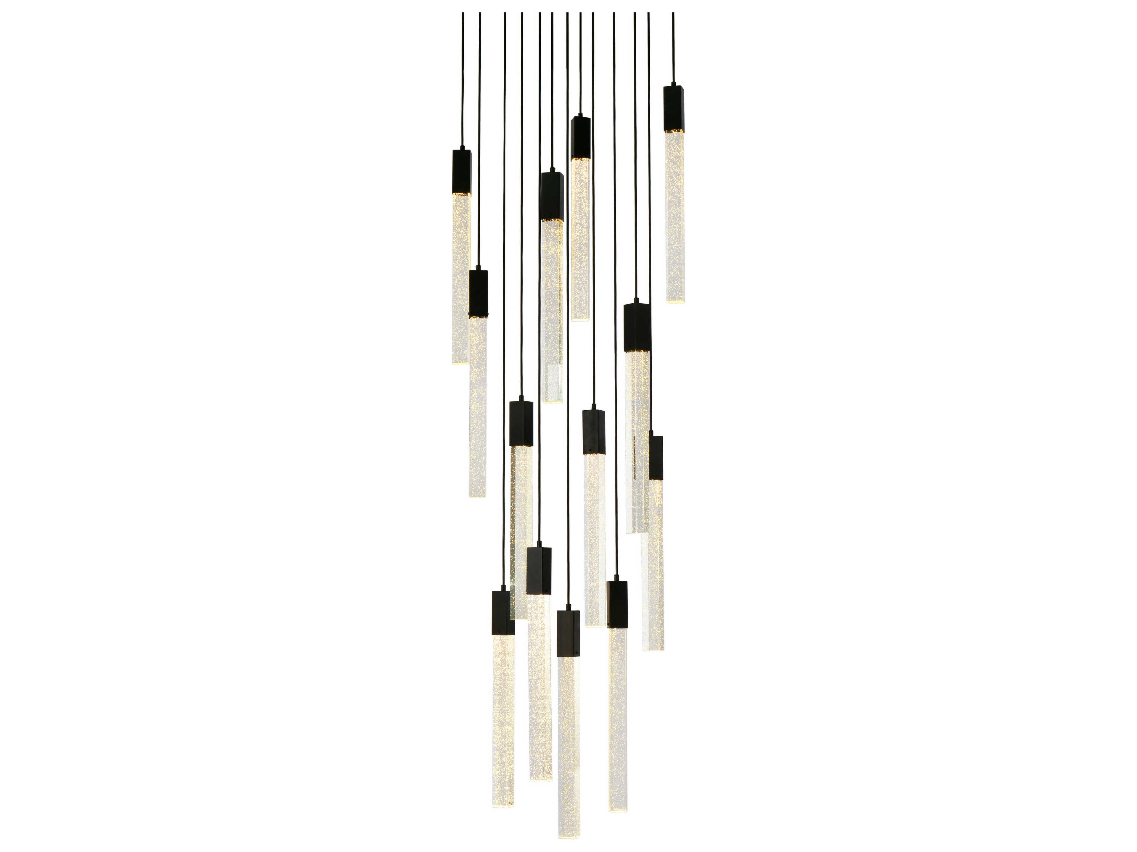 Elegant Lighting Weston 13-Light Black Crystal LED Cylinder Pendant