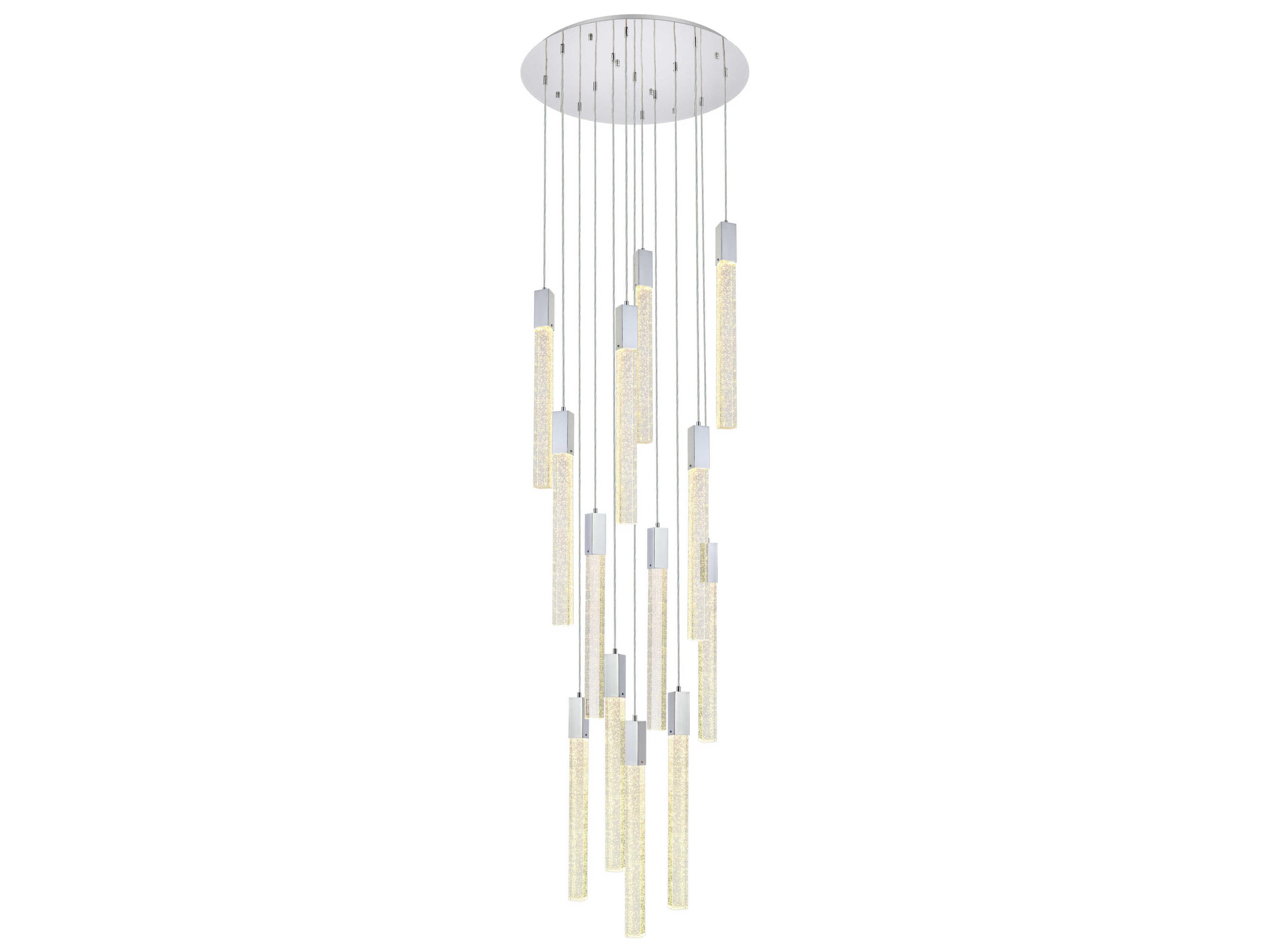 Elegant Lighting Weston 13-Light Chrome Crystal LED Cylinder Pendant