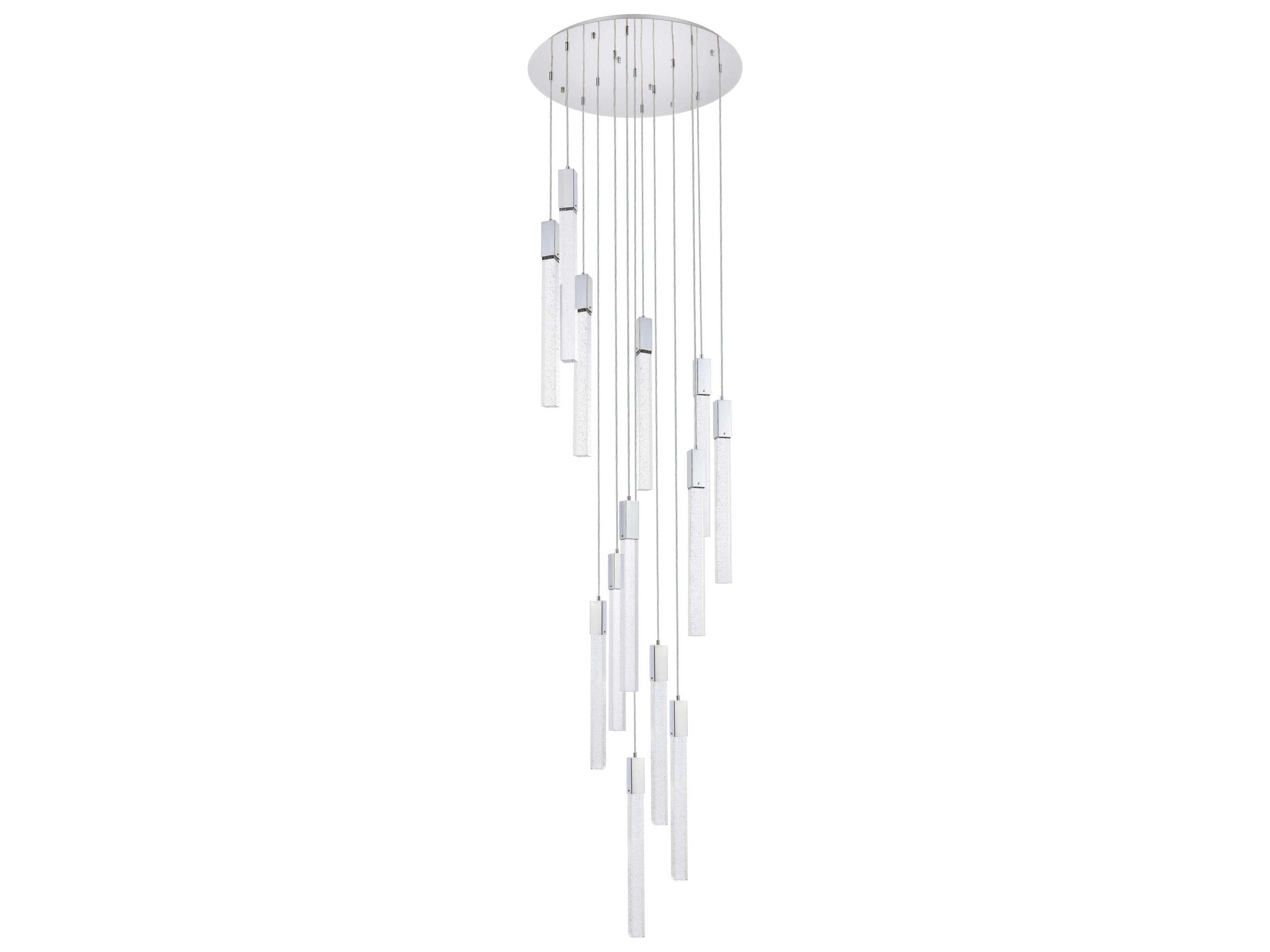 Elegant Lighting Weston 13-Light Chrome Crystal LED Cylinder Pendant