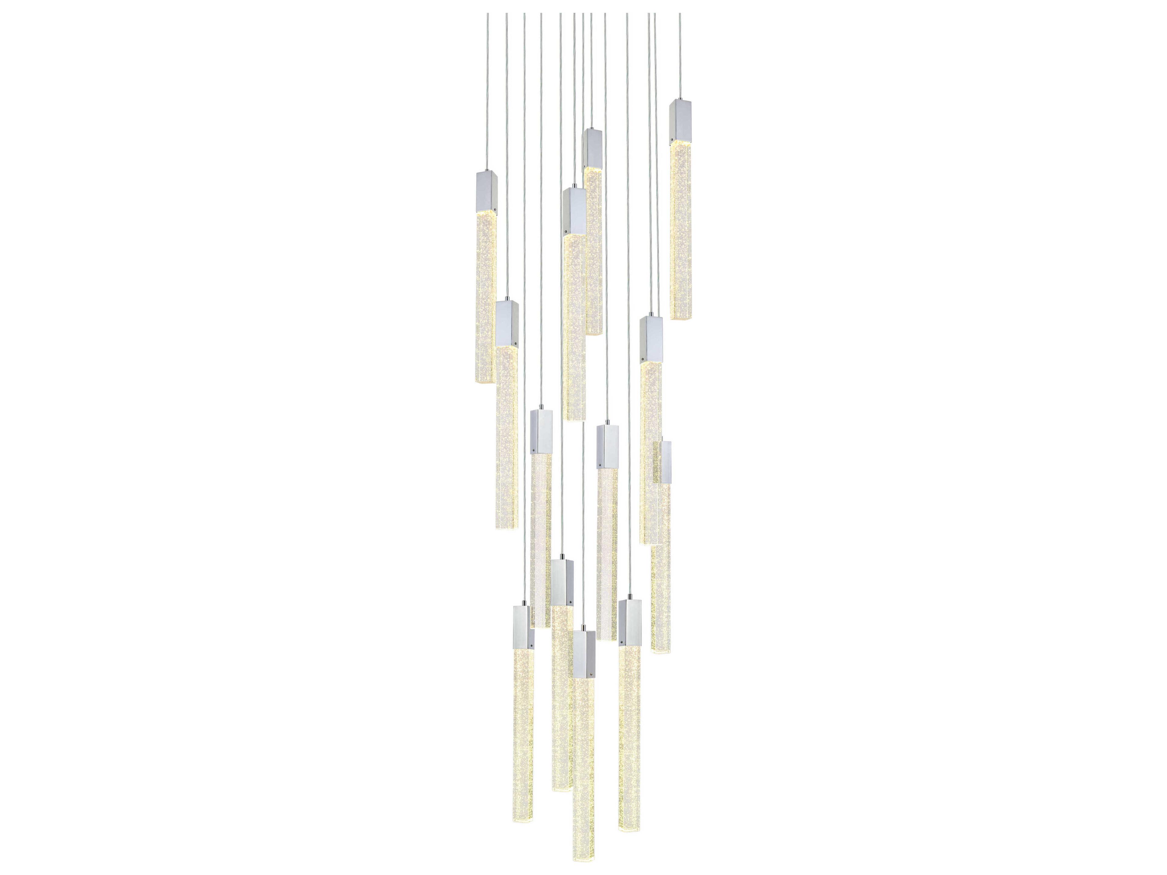 Elegant Lighting Weston 13-Light Chrome Crystal LED Cylinder Pendant
