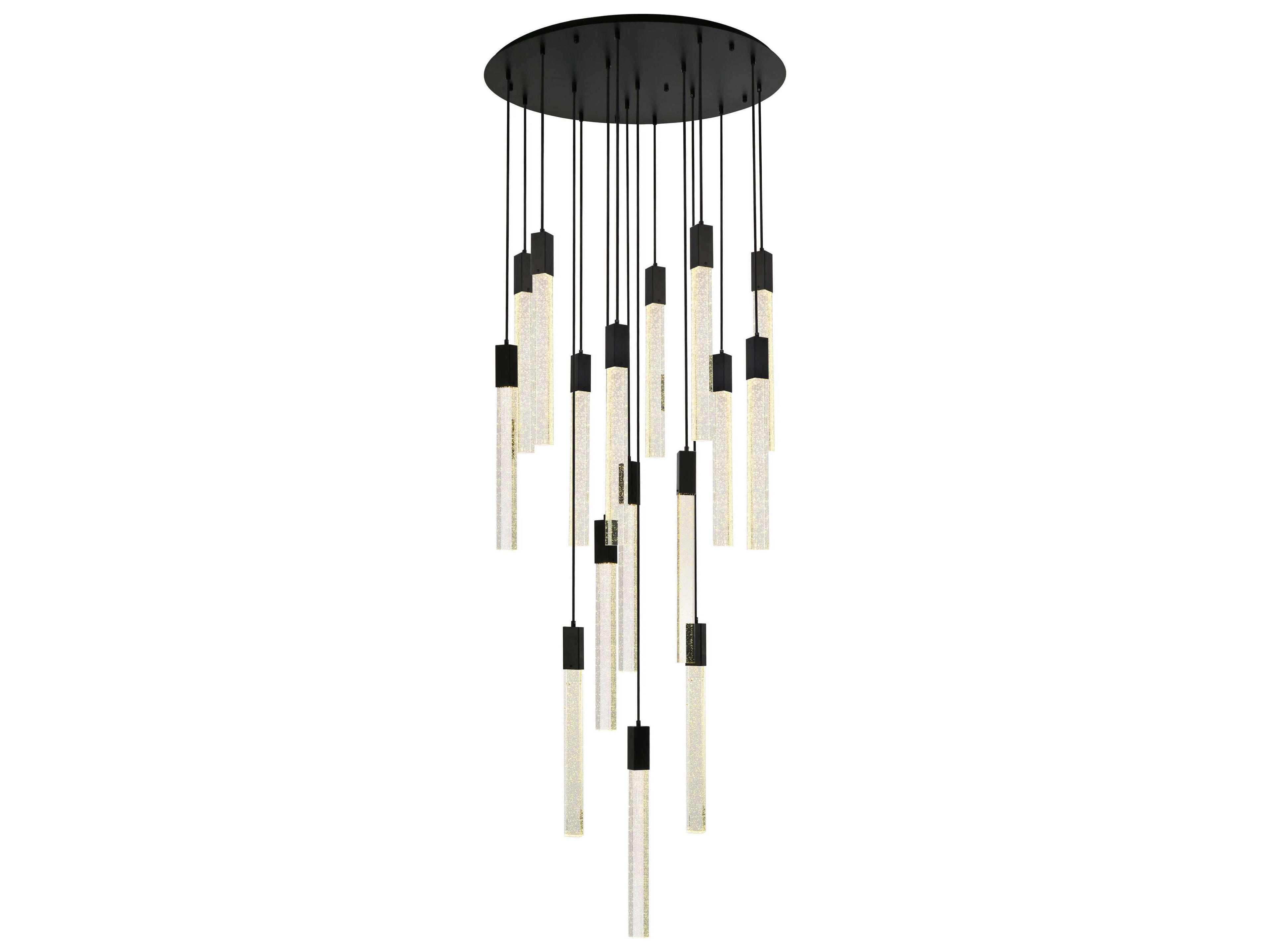 Weston 16-Light6-Light Black Crystal LED Cylinder Pendant