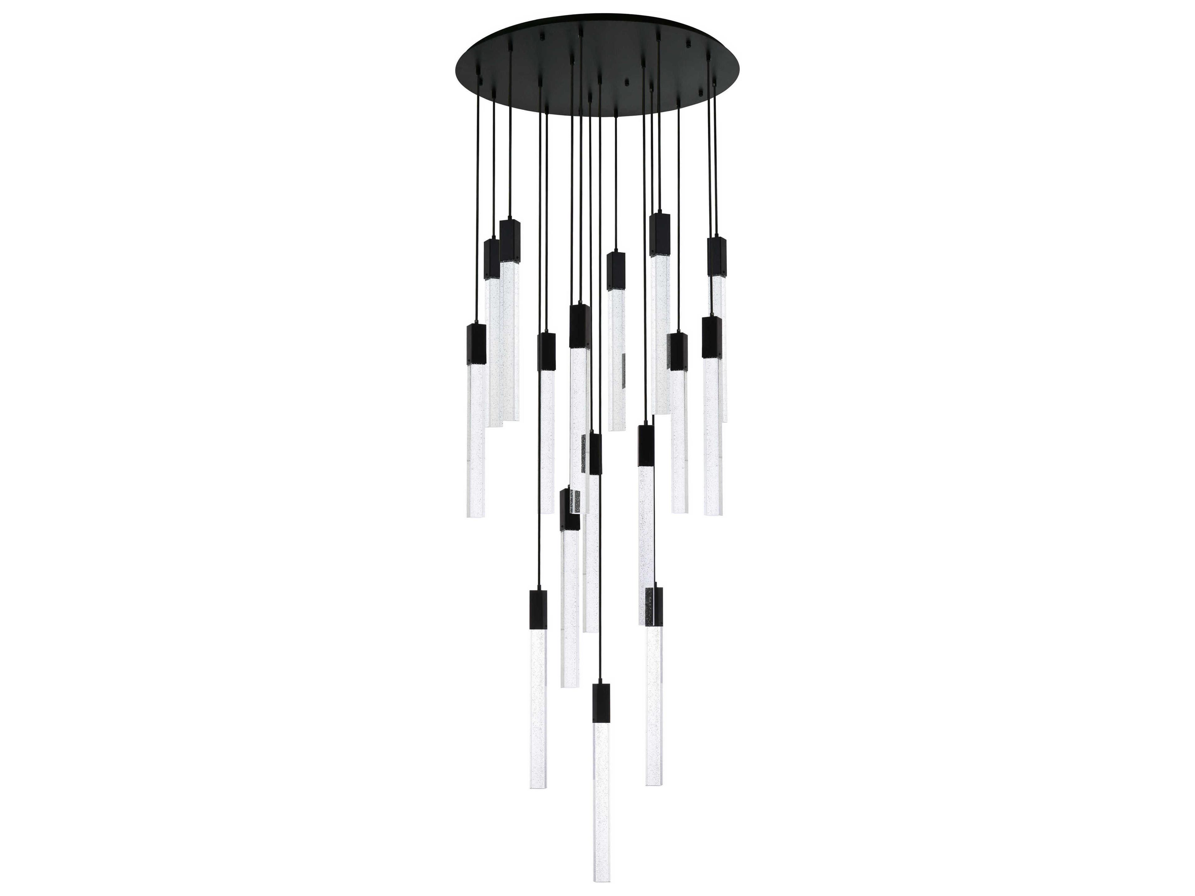 Elegant Lighting Weston 16-Light6-Light Black Crystal LED Cylinder Pendant