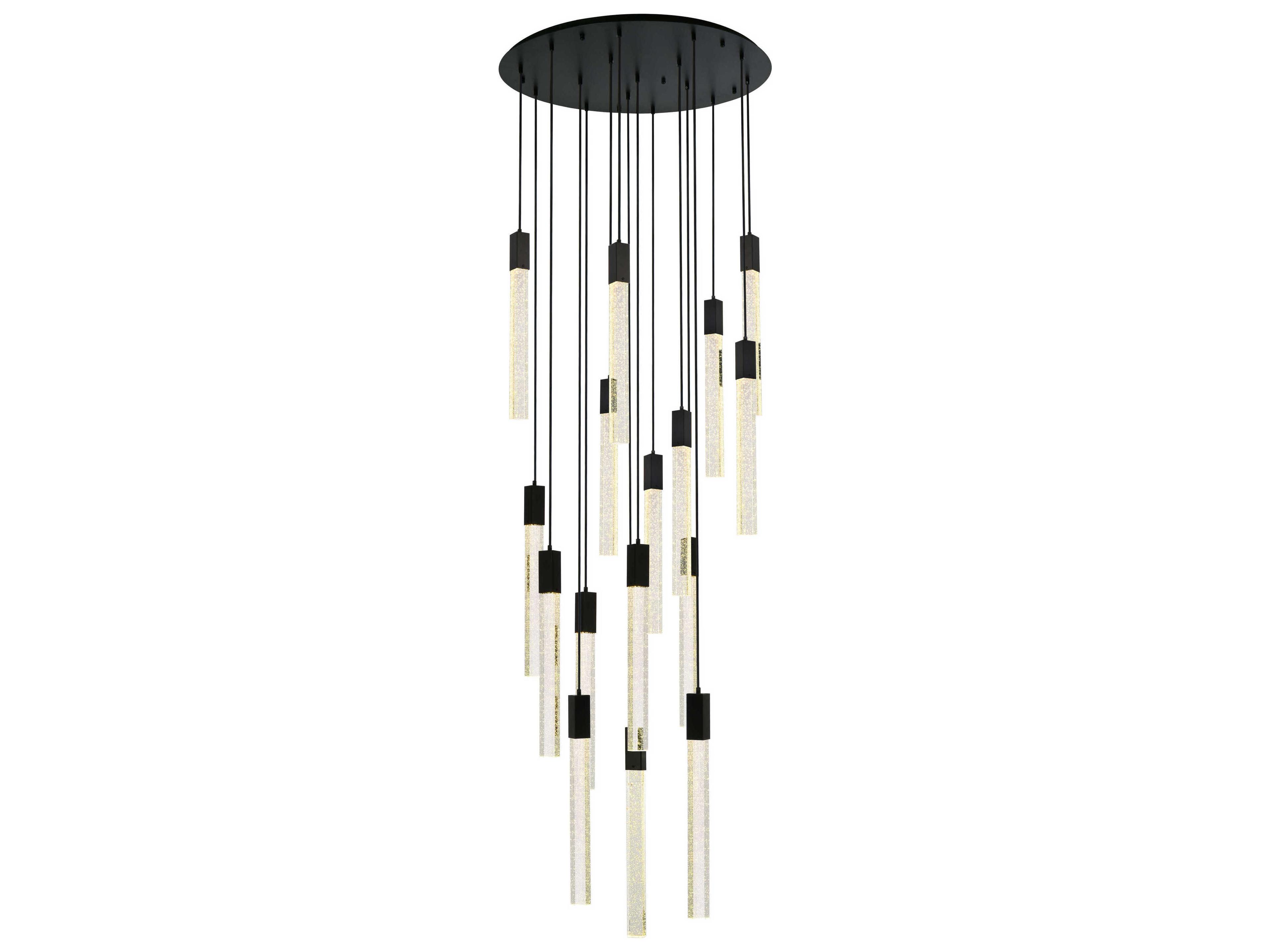 Elegant Lighting Weston 16-Light6-Light Black Crystal LED Cylinder Pendant