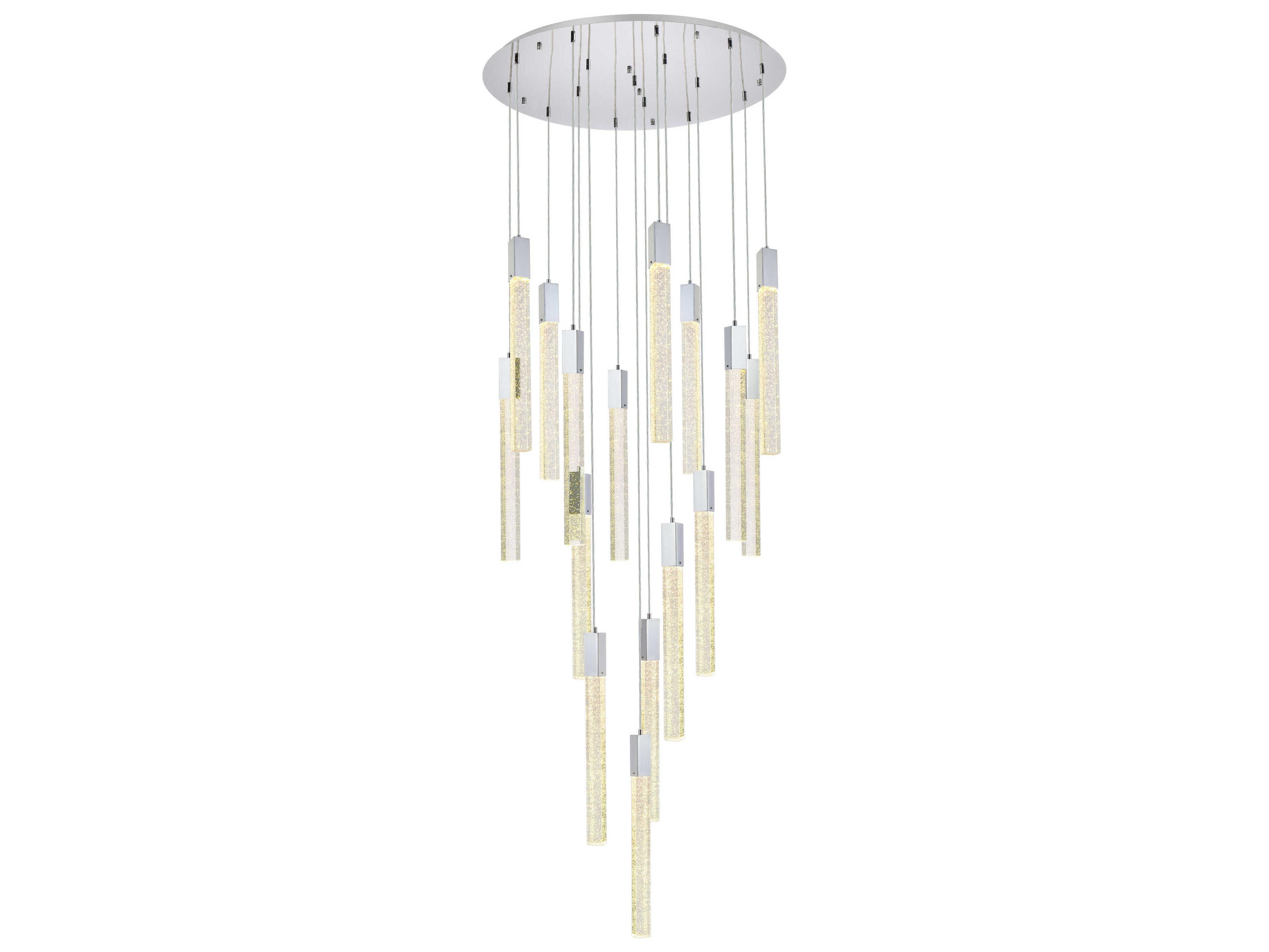 Weston 16-Light6-Light Chrome Crystal LED Cylinder Pendant