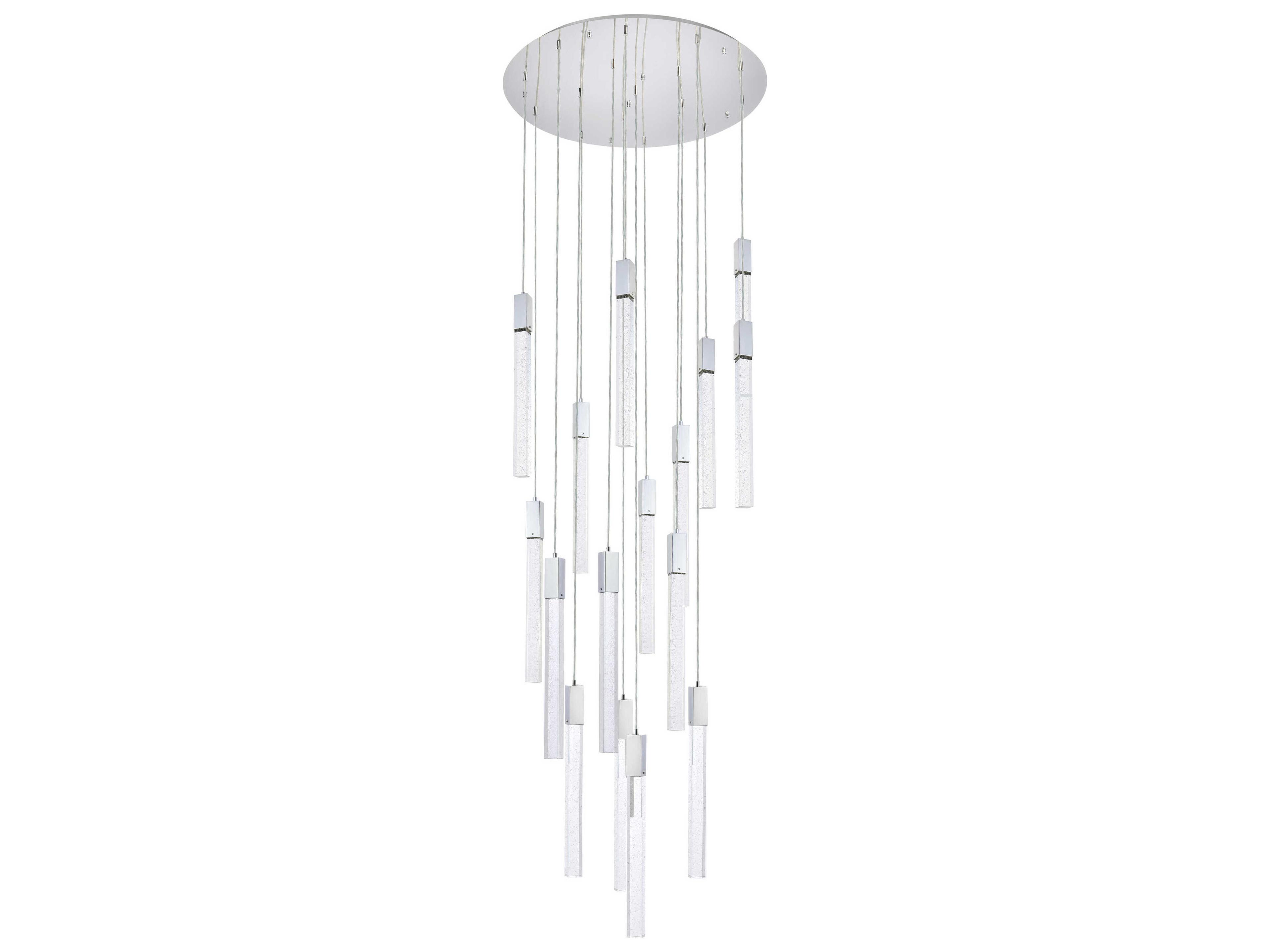 Elegant Lighting Weston 16-Light6-Light Chrome Crystal LED Cylinder Pendant