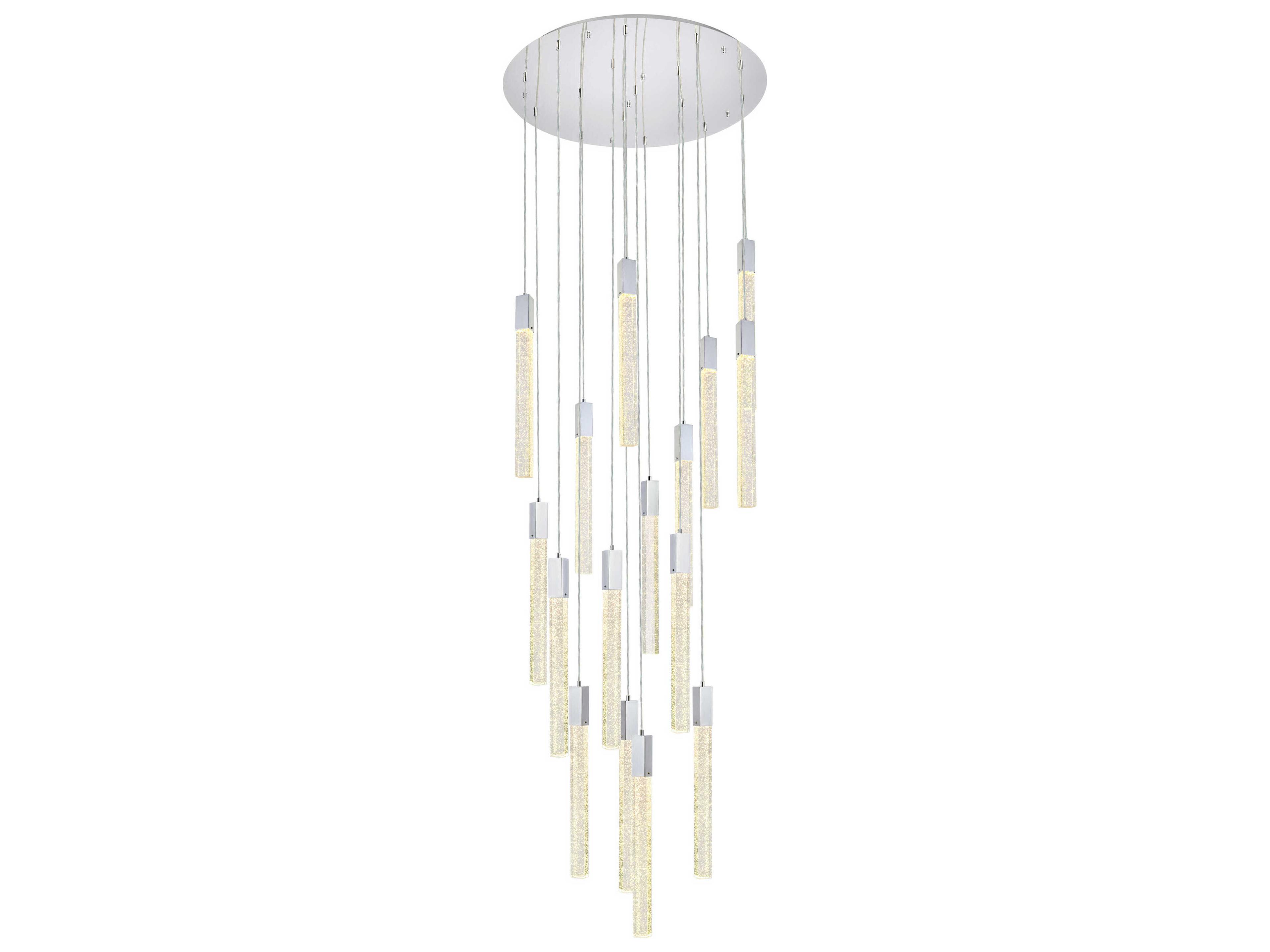 Elegant Lighting Weston 16-Light6-Light Chrome Crystal LED Cylinder Pendant