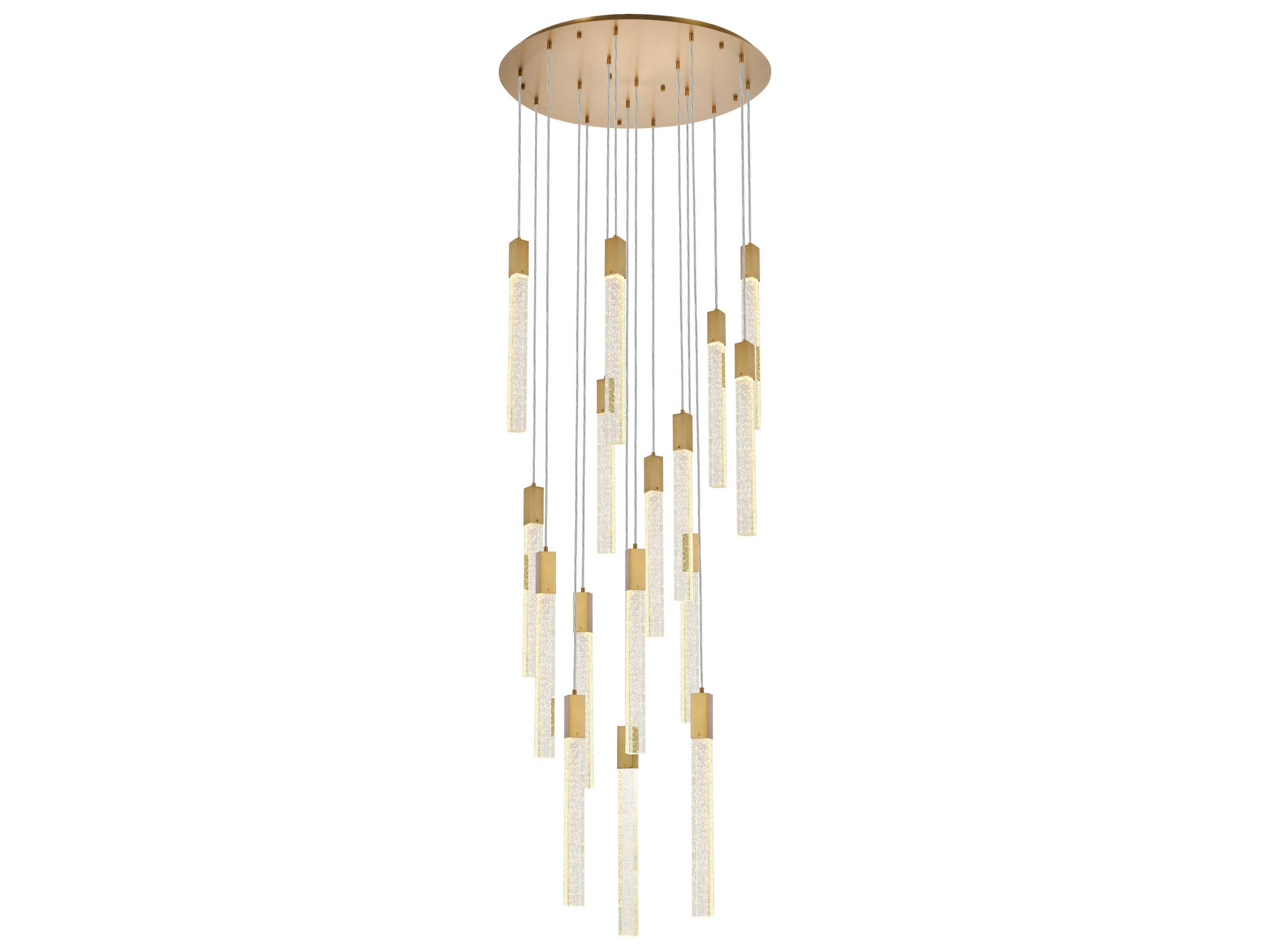 Elegant Lighting Weston 16-Light6-Light Satin Gold Crystal LED Cylinder Pendant