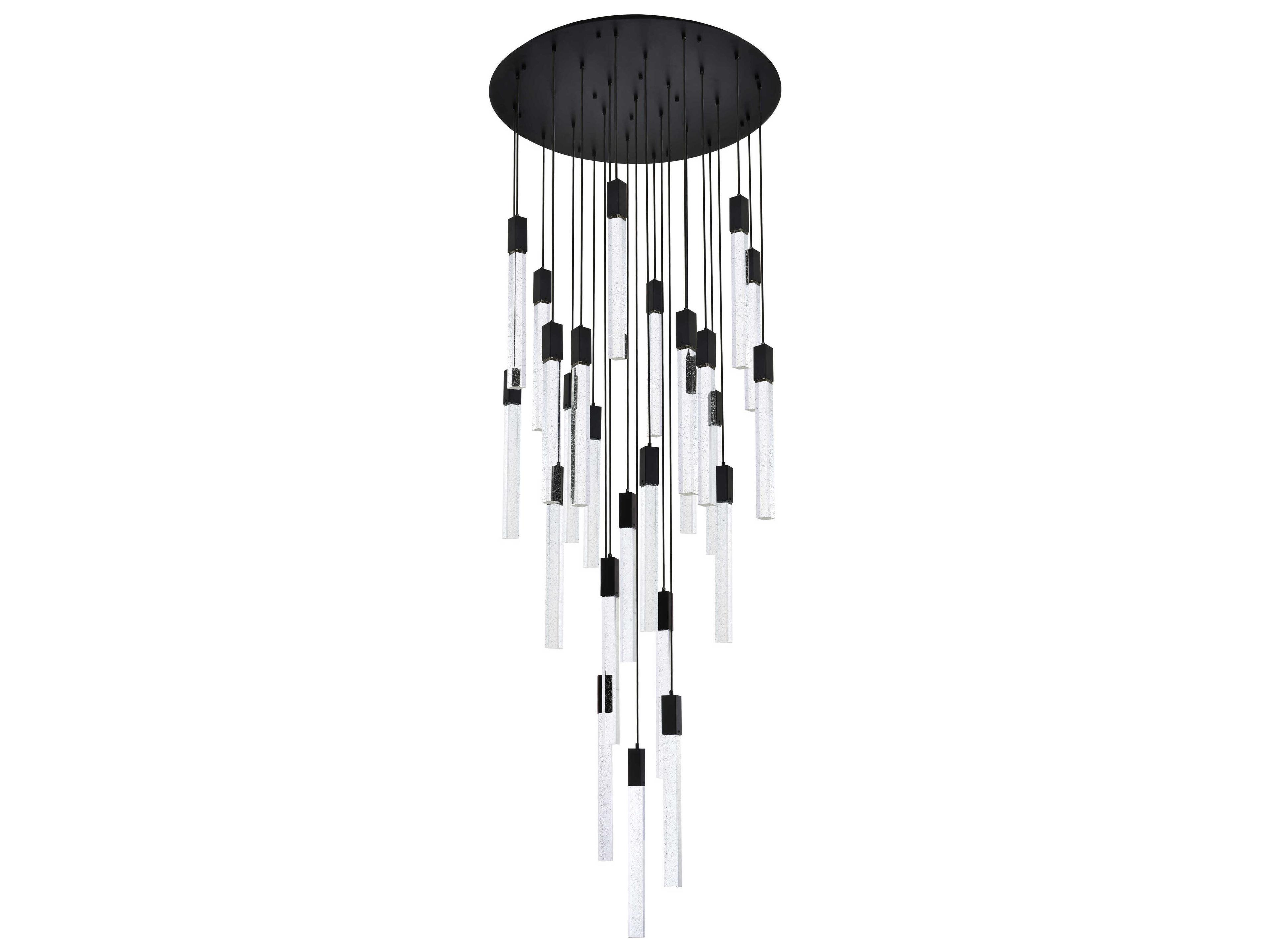 Elegant Lighting Weston 25-Light Black Crystal LED Cylinder Pendant