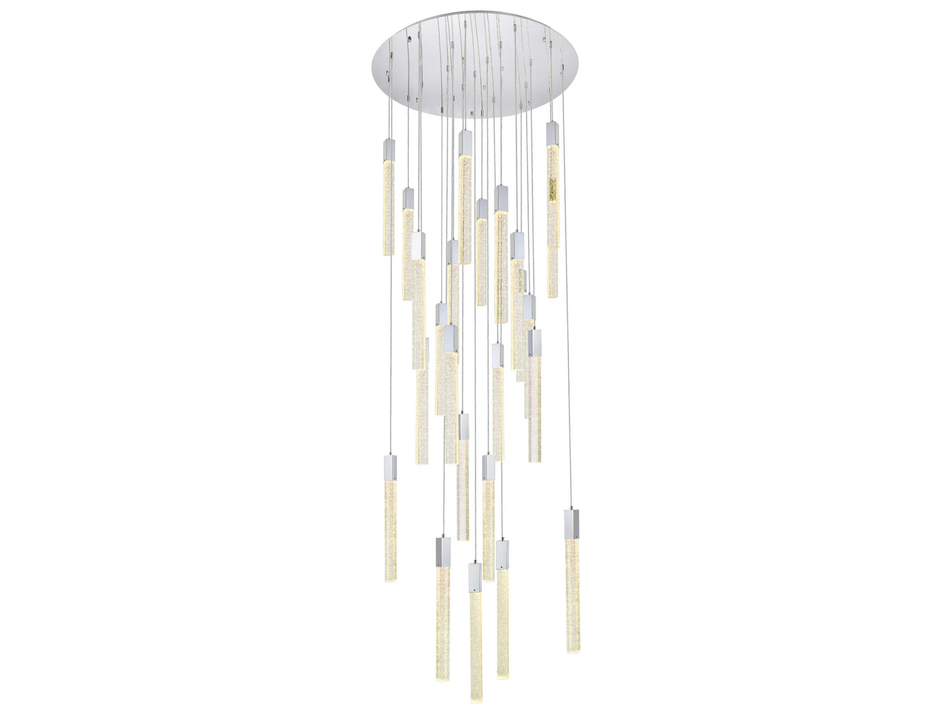 Weston 25-Light Chrome Crystal LED Cylinder Pendant