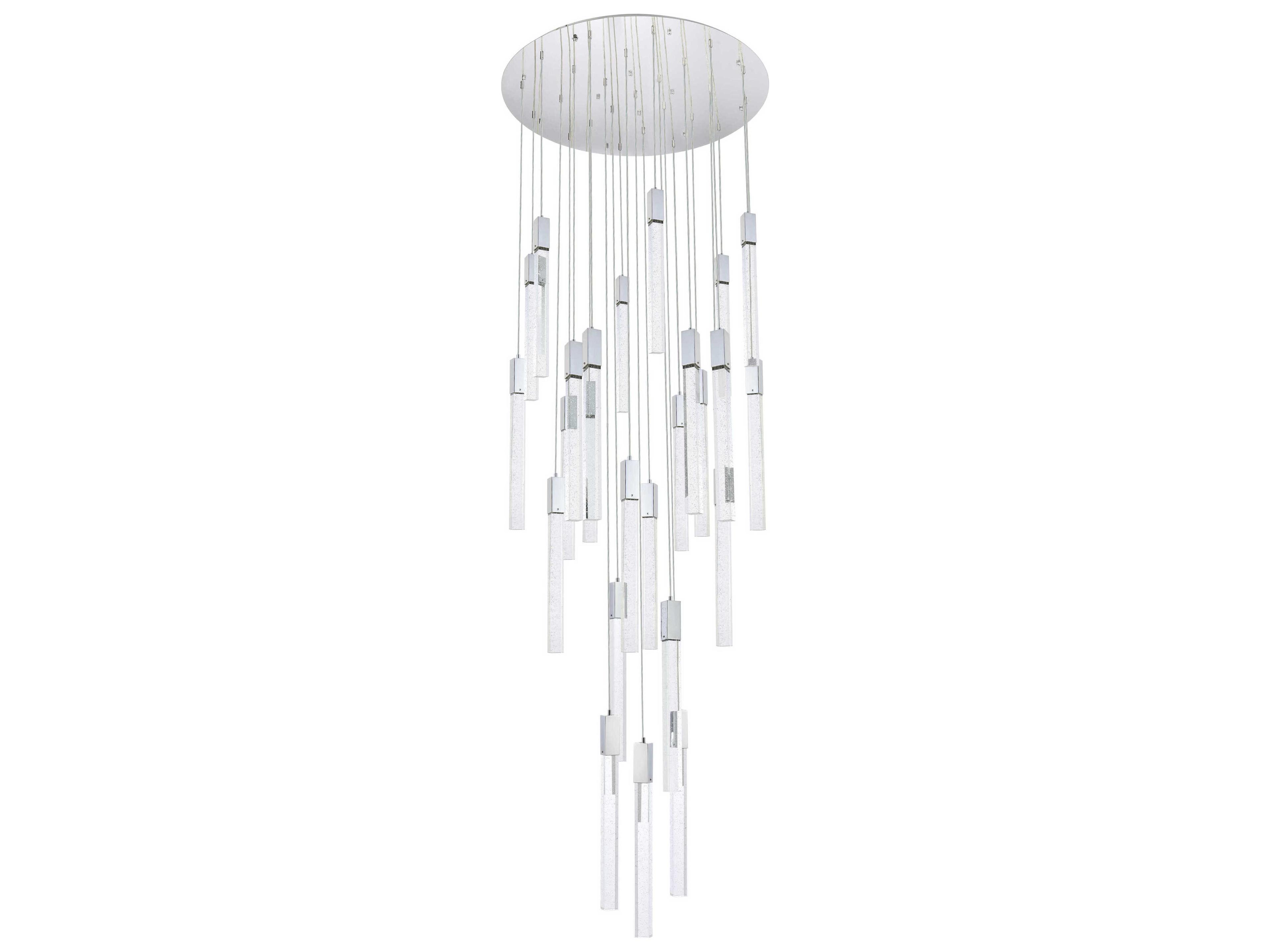 Elegant Lighting Weston 25-Light Chrome Crystal LED Cylinder Pendant