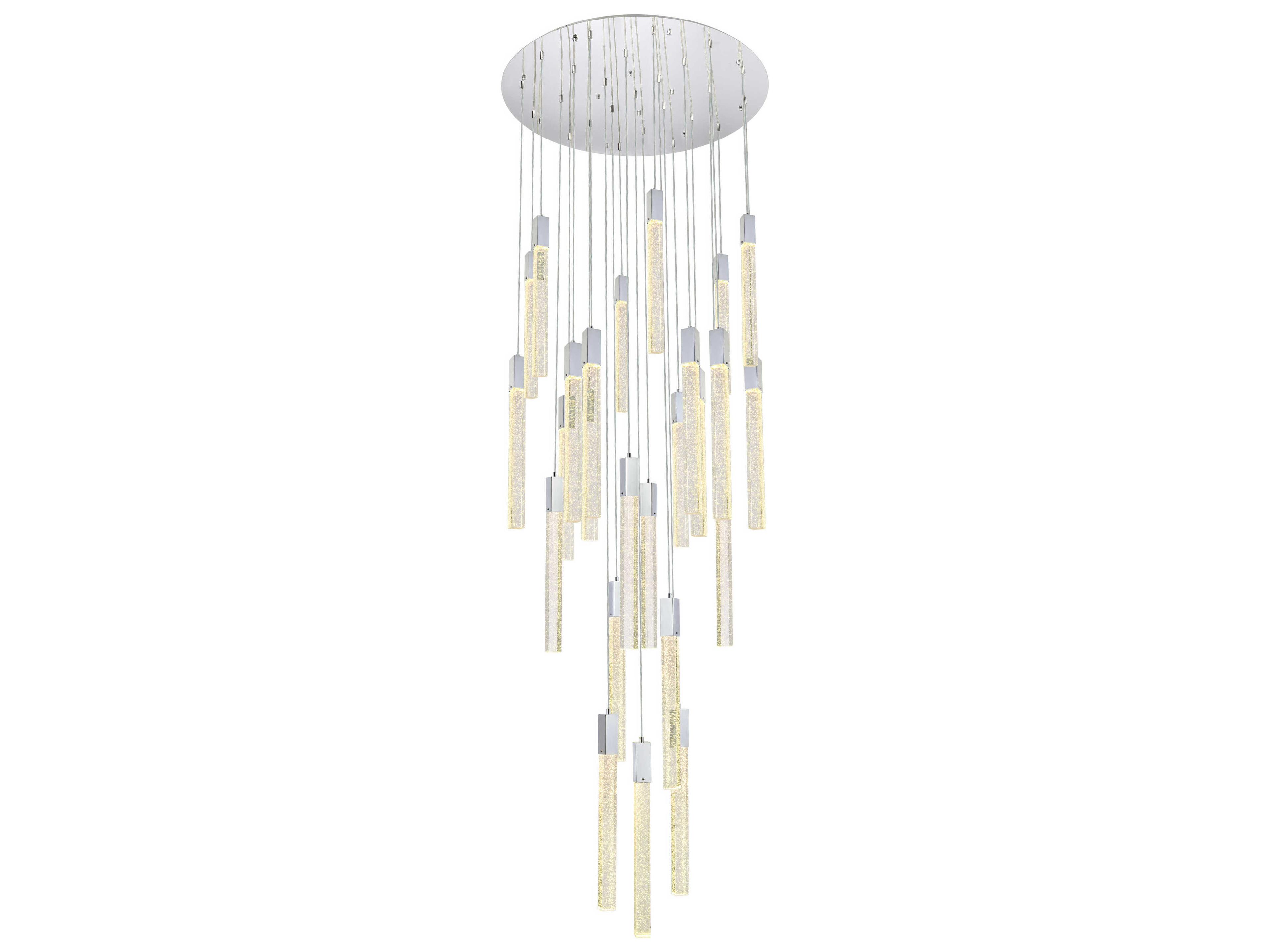 Elegant Lighting Weston 25-Light Chrome Crystal LED Cylinder Pendant