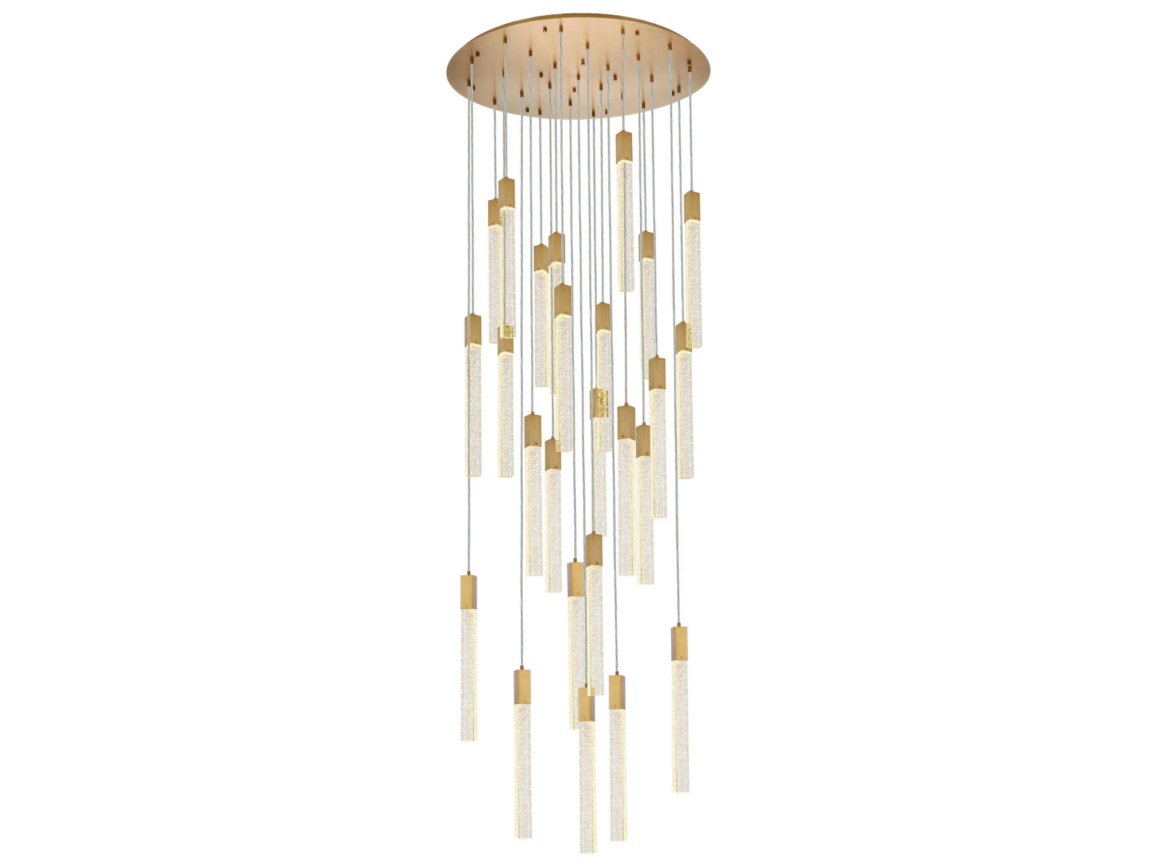 Weston 25-Light Satin Gold Crystal LED Cylinder Pendant