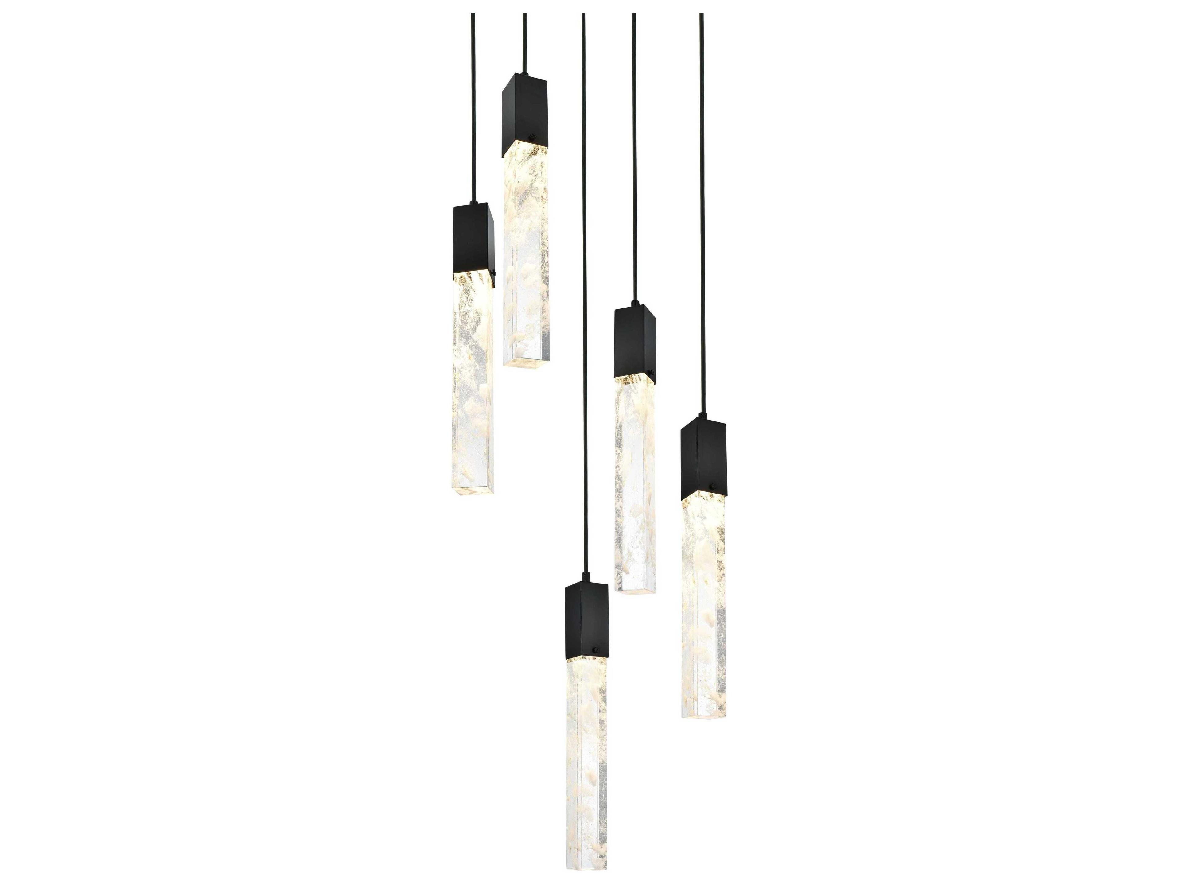 Elegant Lighting Aurora 5-Light Black Linear Pendant