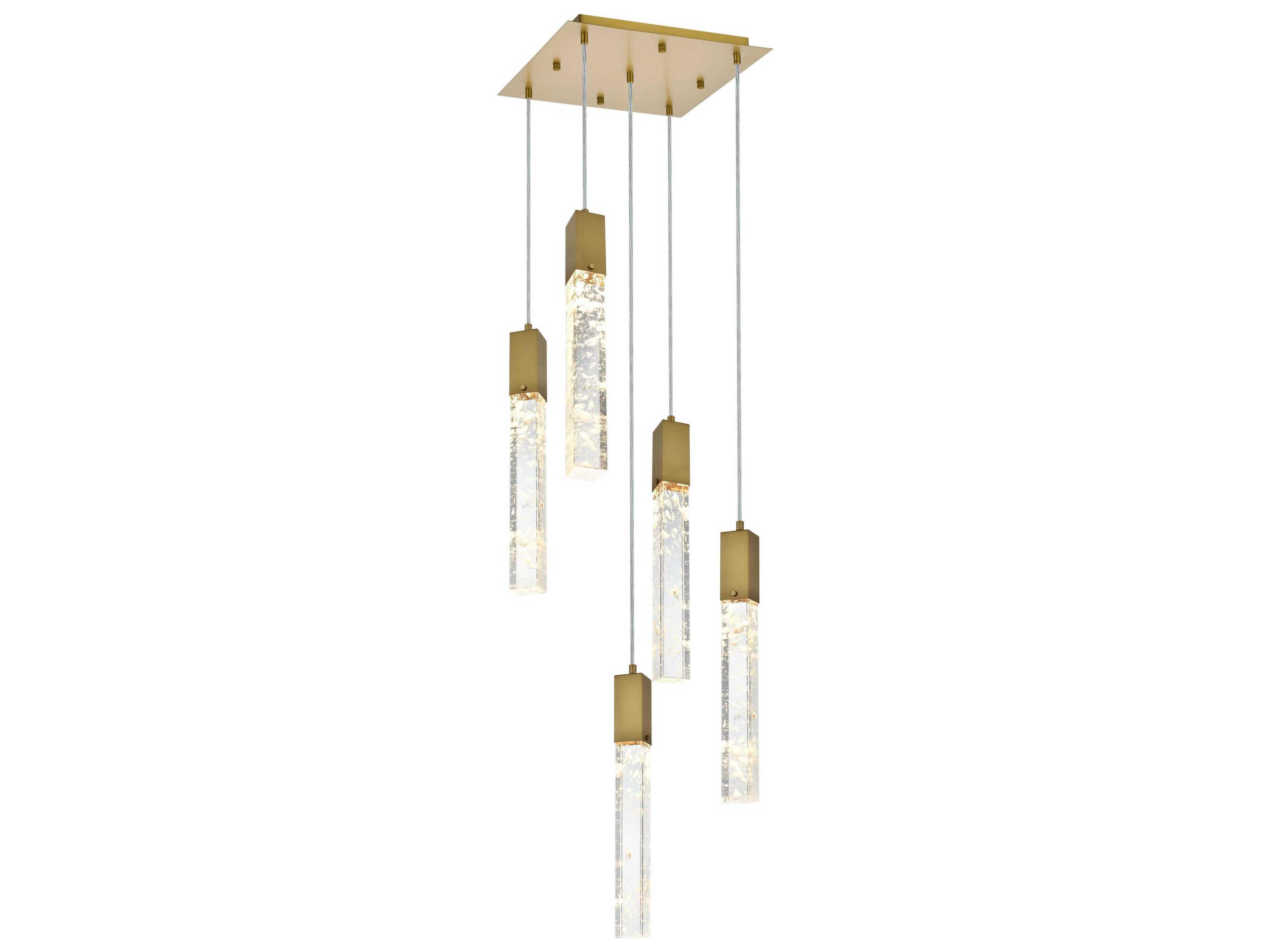 Elegant Lighting Aurora 5-Light Satin Gold Linear Pendant