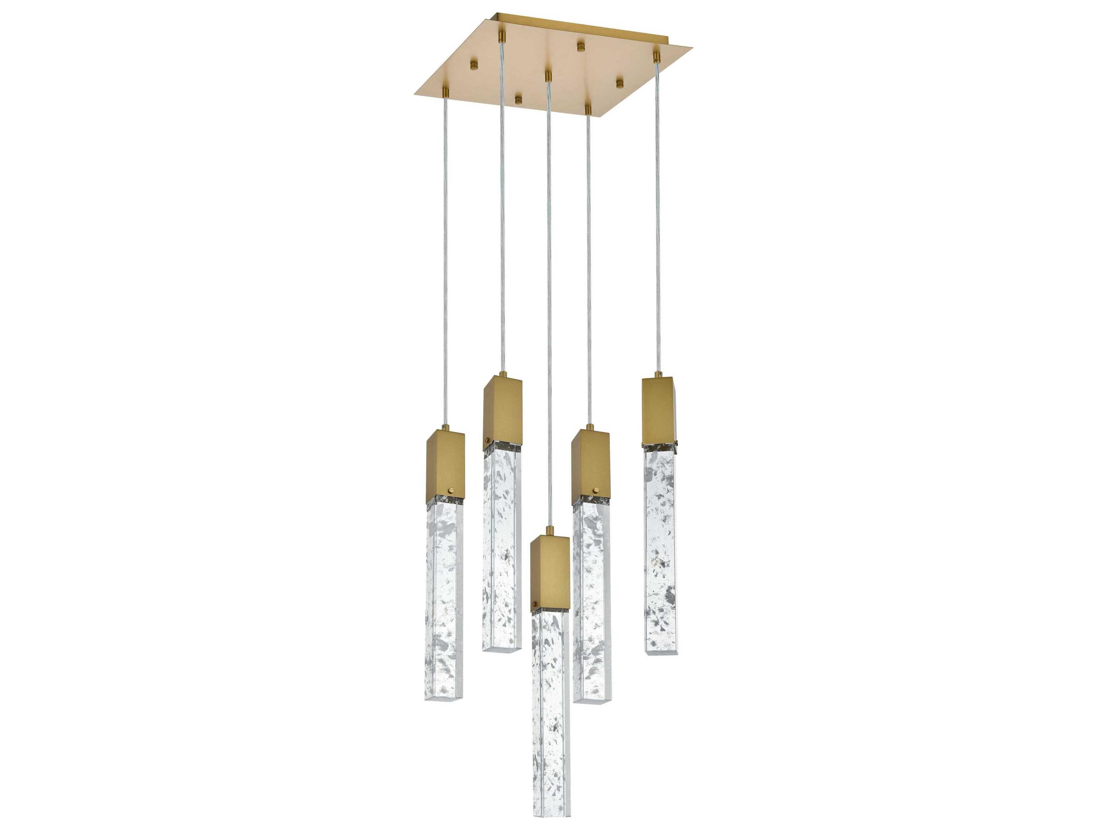 Elegant Lighting Aurora 5-Light Satin Gold Linear Pendant