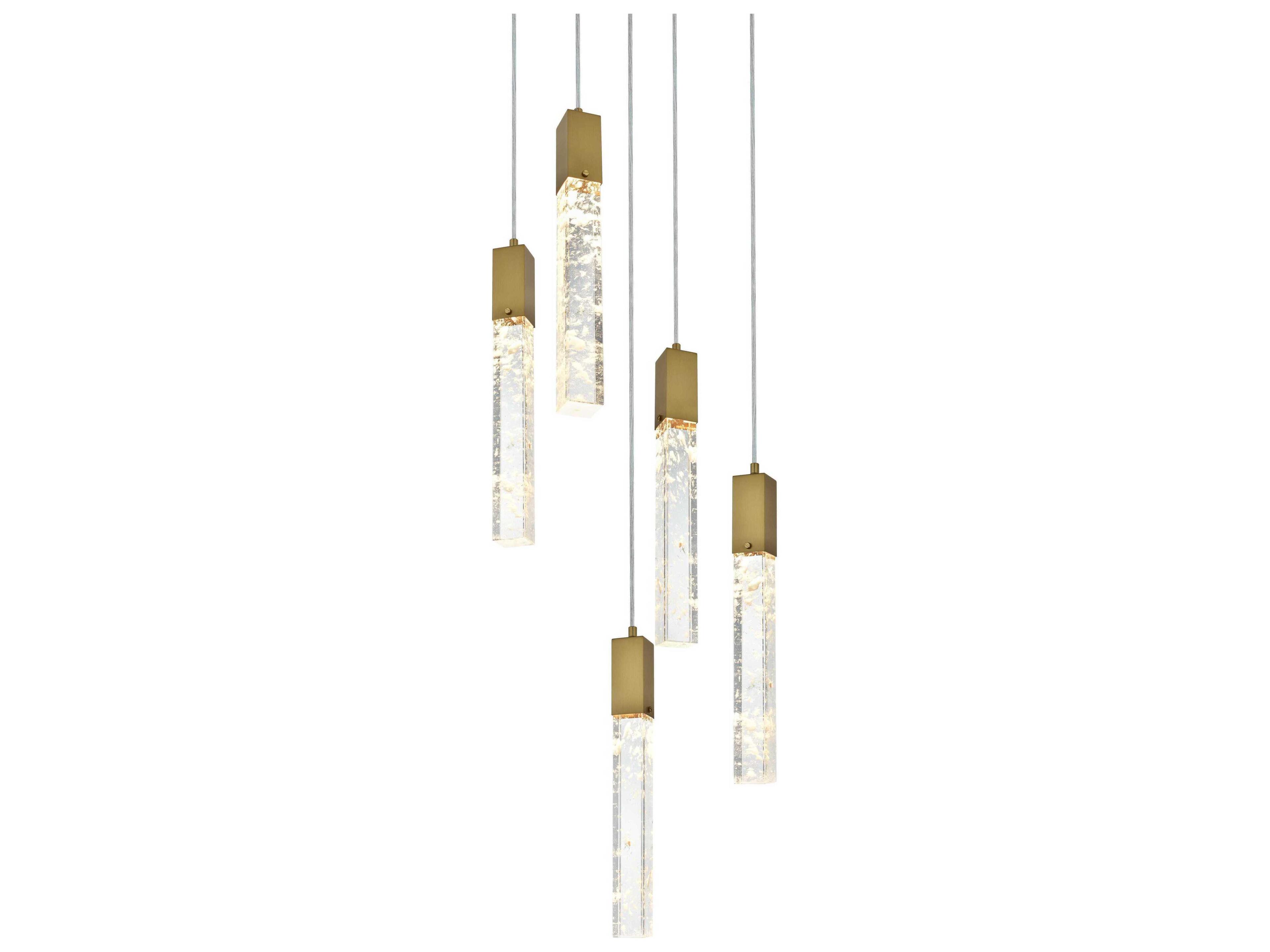 Elegant Lighting Aurora 5-Light Satin Gold Linear Pendant